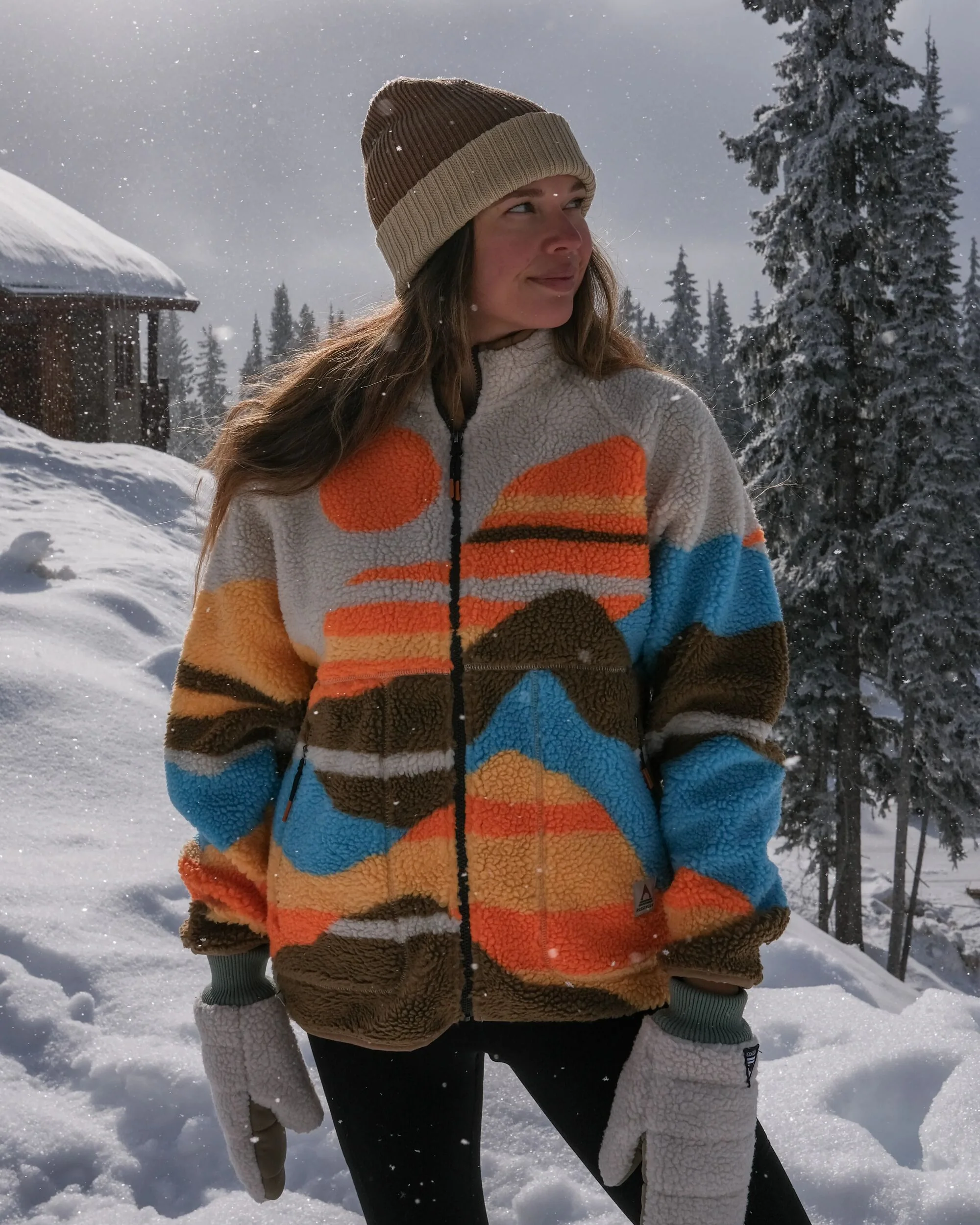 Fairbanks Full Zip Sherpa Fleece - Mountain Sunset Multi - Image 3
