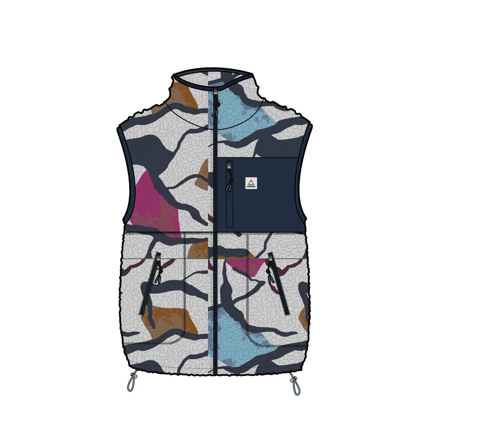 Fairbanks Sherpa Gilet - Abstract Trails Off White - Image 8