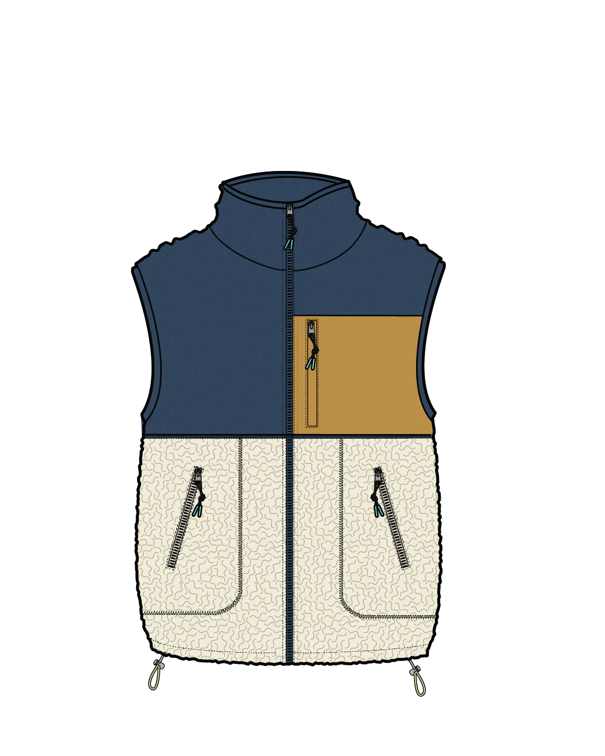 Fairbanks Sherpa Gilet - Dark Denim/Vintage White - Image 8