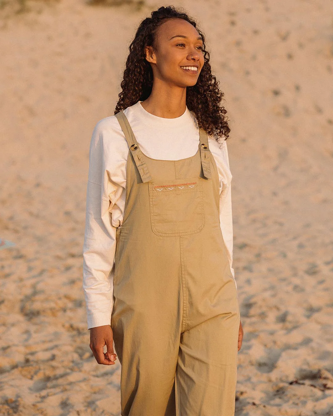 Faye Organic Cotton Dungarees - Biscuit - Image 7