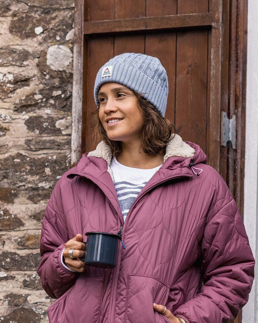 Fireside Cable Knit Beanie - Blue Fog - Image 2