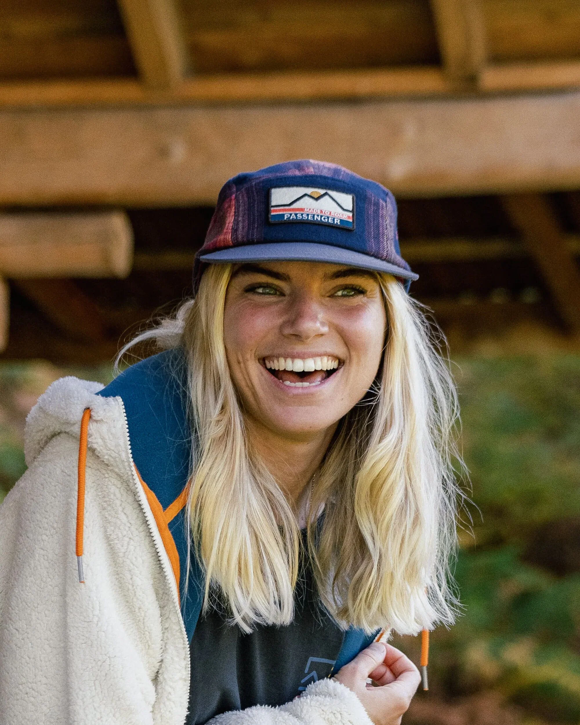 Fixie Flannel 5 Panel Cap - Rich Navy/ Red Ochre Check - Image 3