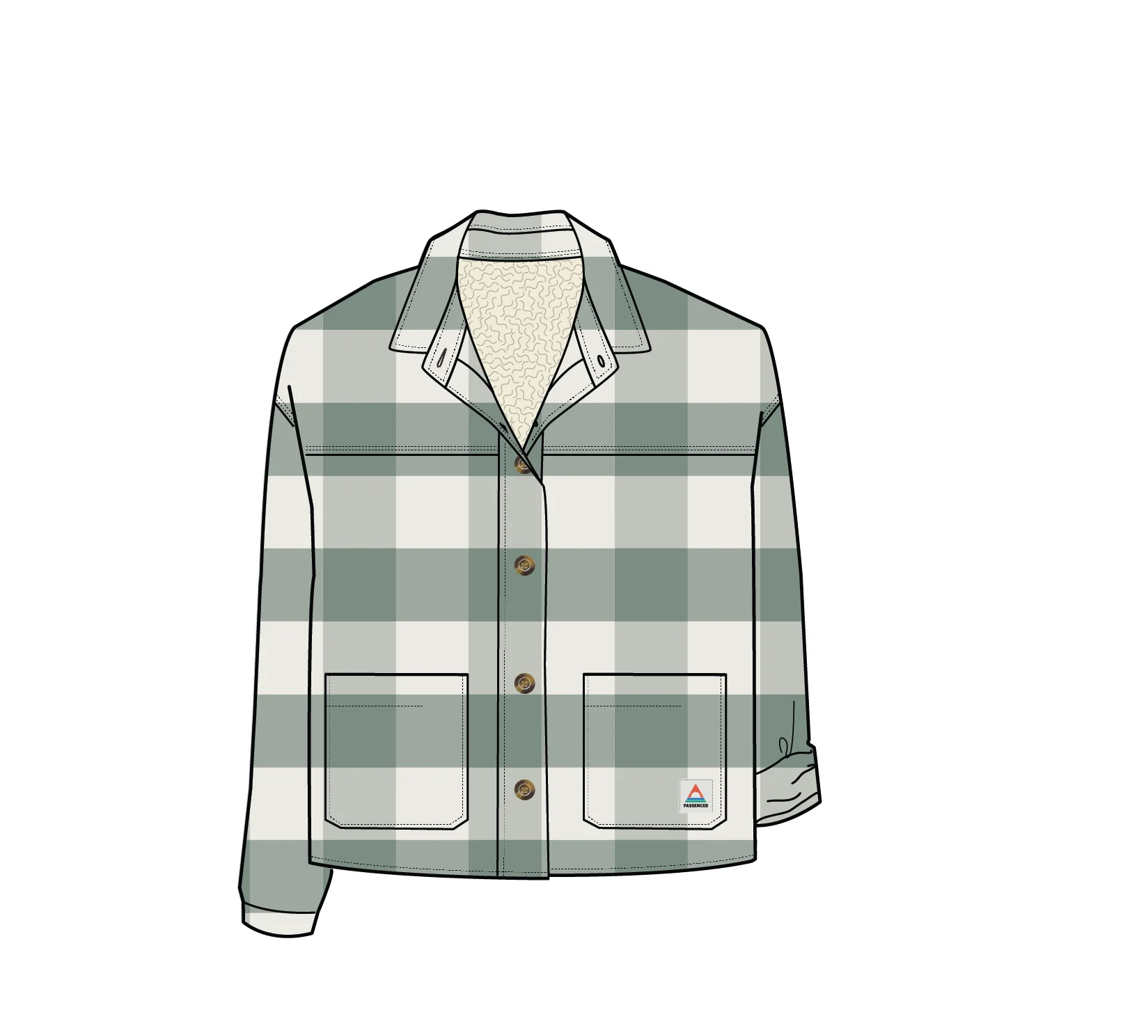 Flint Organic Cotton Overshirt - Pistachio Buffalo Check - Image 12
