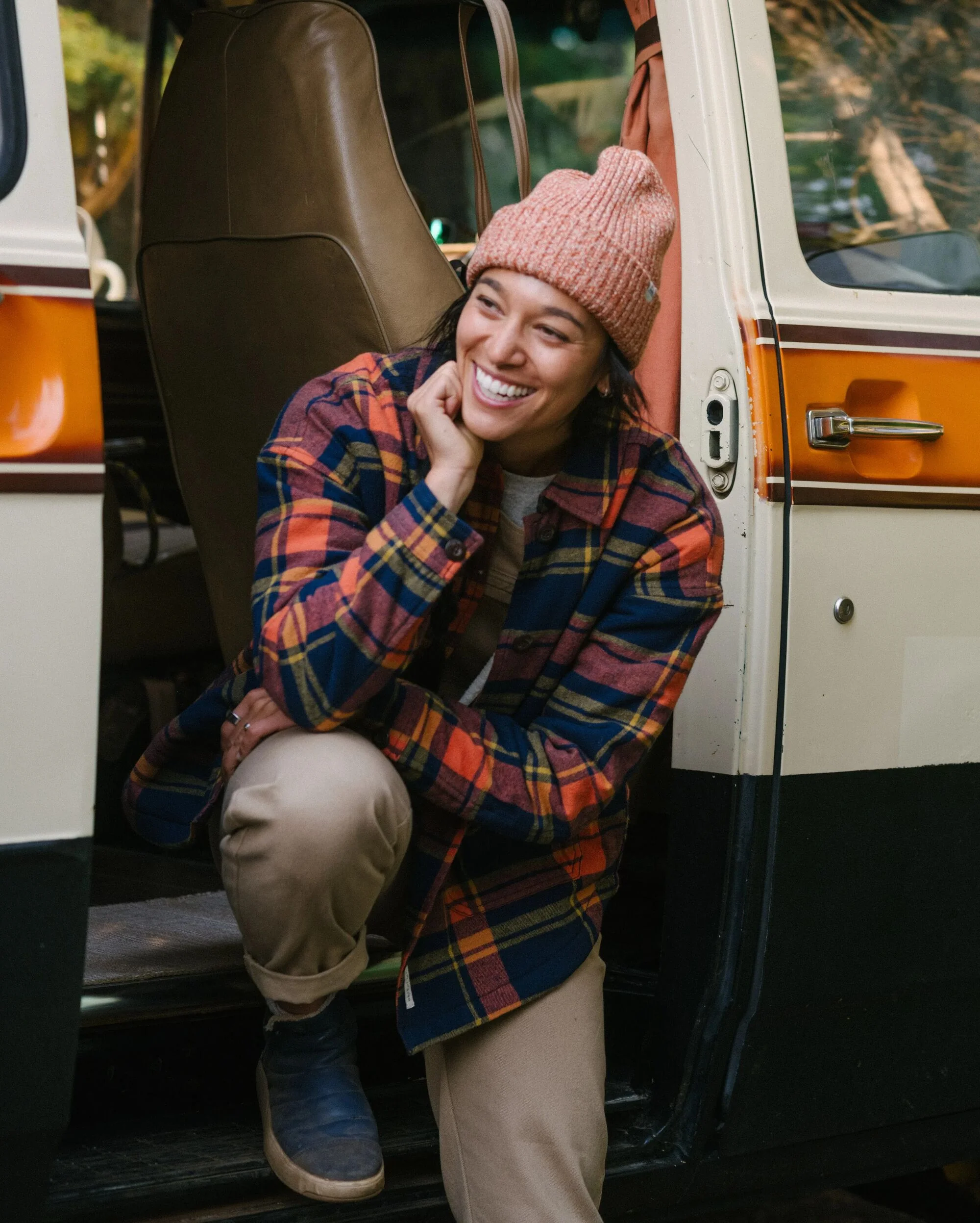 Flint Organic Cotton Overshirt - Rich Navy/Burnt Orange - Image 4