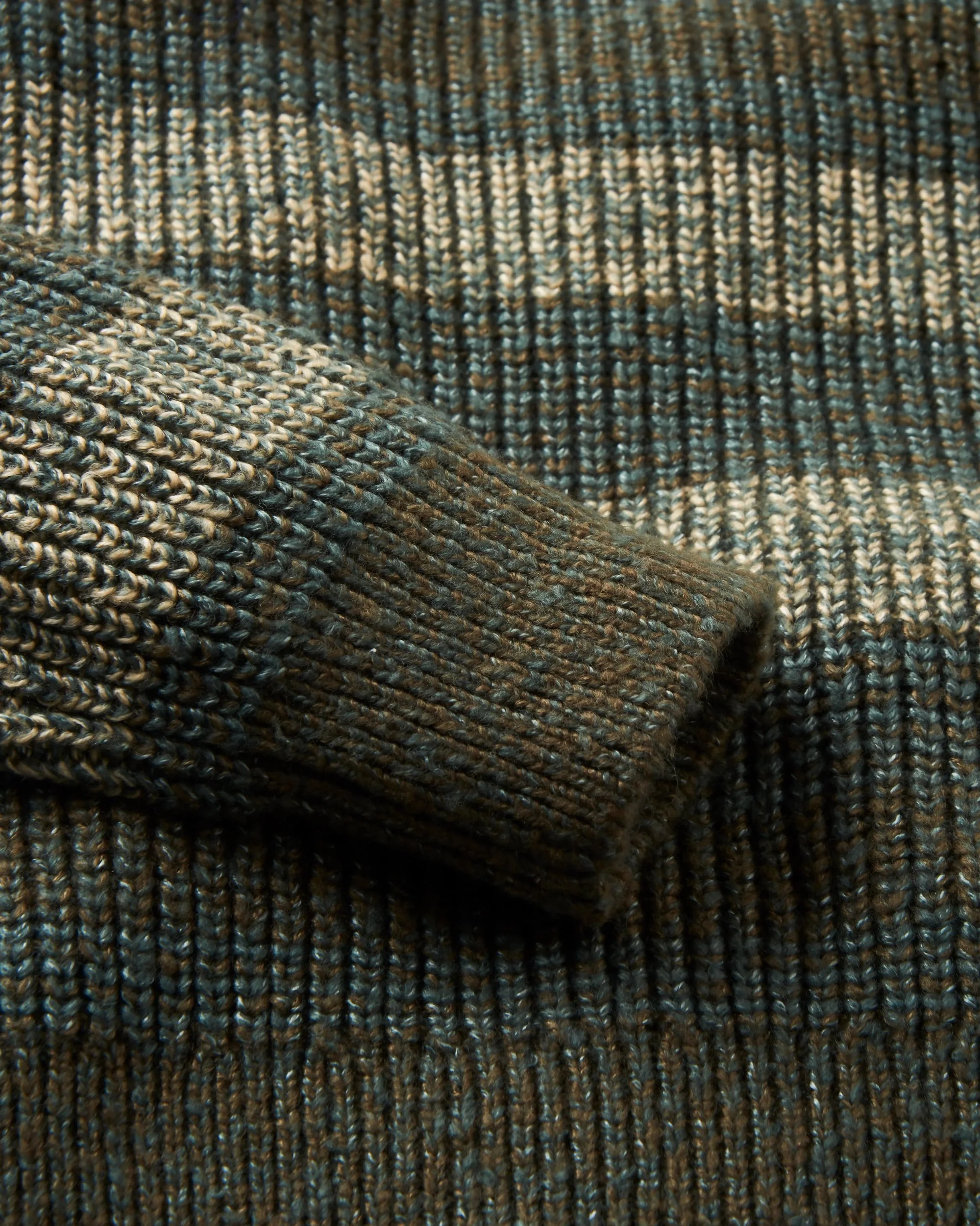Fog Knitted Jumper - Dark Olive Multi Stripe - Image 6