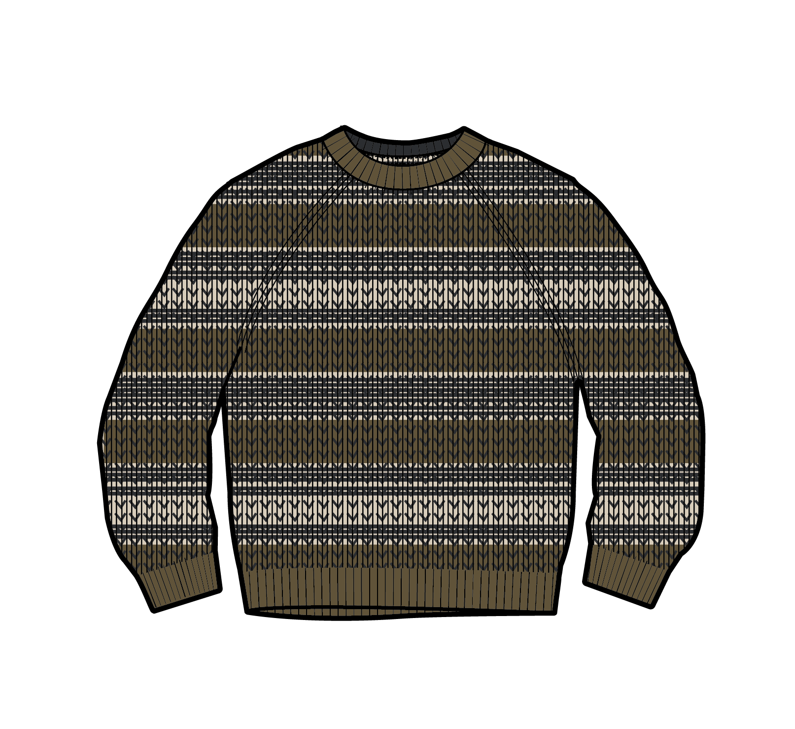 Fog Knitted Jumper - Dark Olive Multi Stripe - Image 7