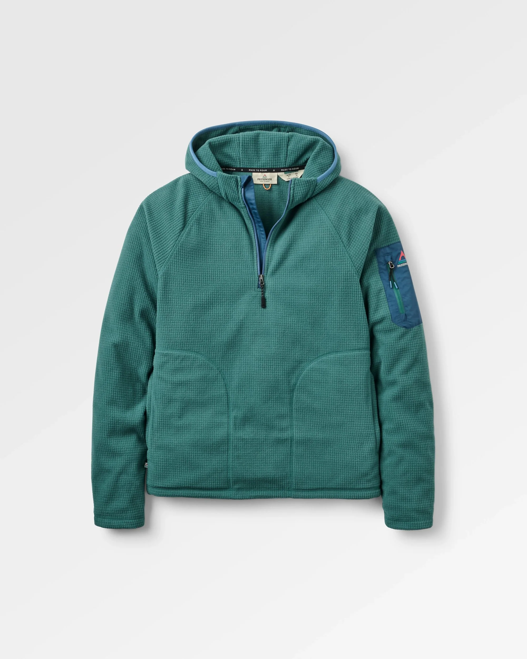 Forestscape Grid Fleece Hoodie - Deep Ocean - Image 2