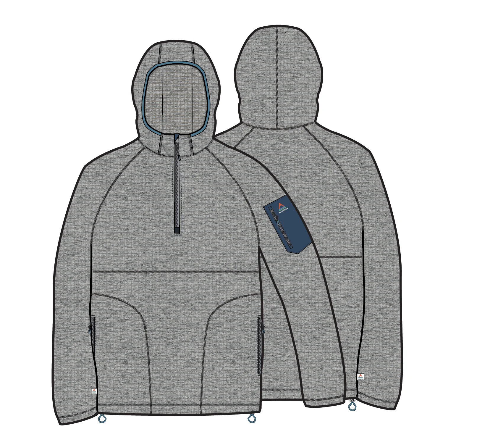 Forestscape Grid Fleece Hoodie - Grey Marl - Image 10