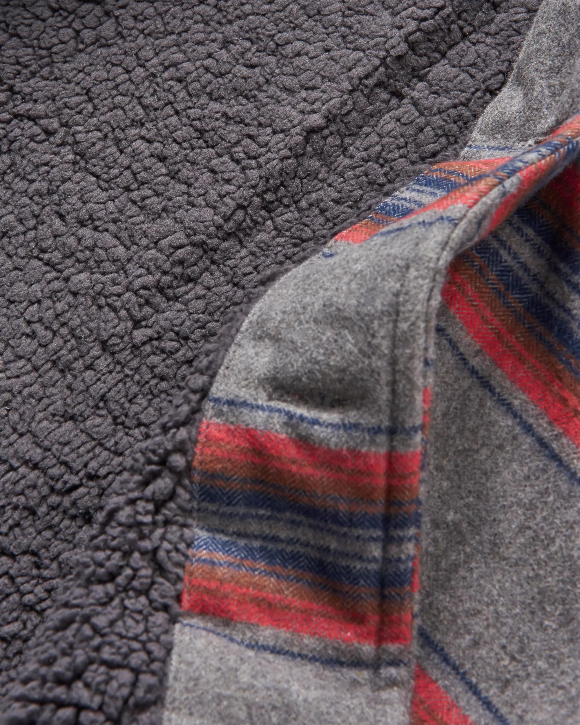 Freestyle Sherpa-Lined Overshirt - Grey Marl Stripe - Image 8