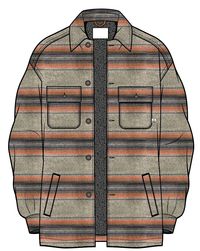 Freestyle Sherpa-Lined Overshirt - Grey Marl Stripe - Image 9