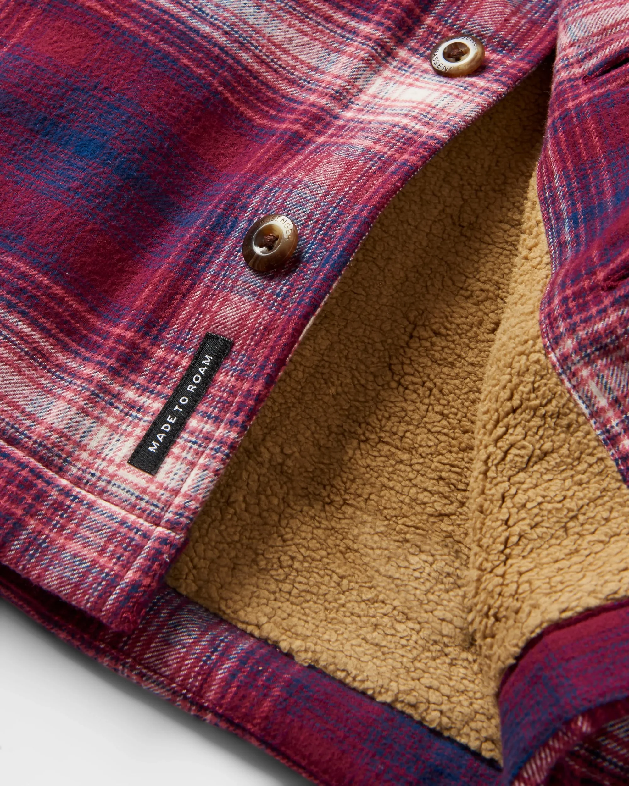 Freestyle Sherpa-Lined Overshirt - Wine/Rich Navy Check - Image 3