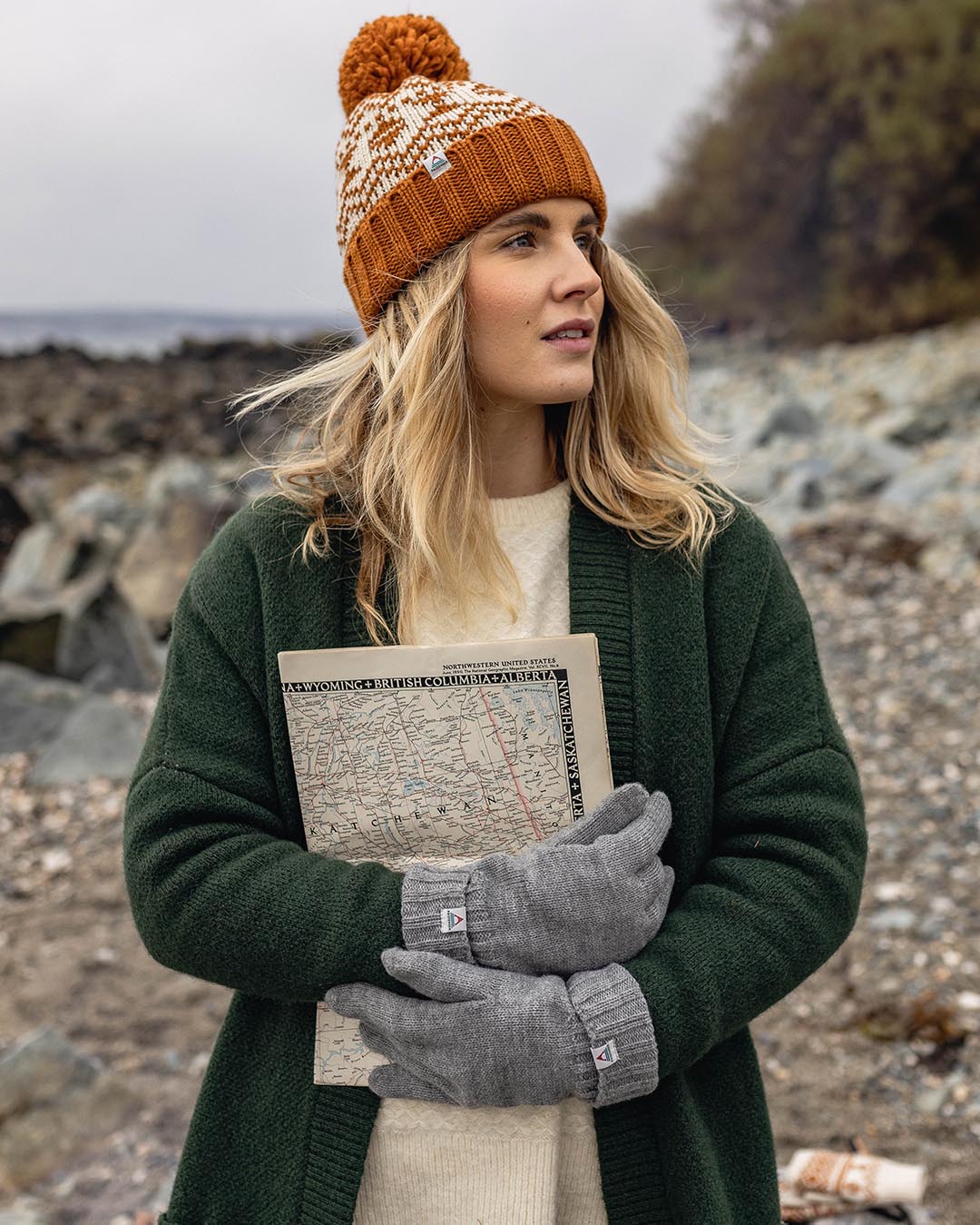 Gale Acrylic Knitted Gloves - Flecked Grey Marl - Image 4