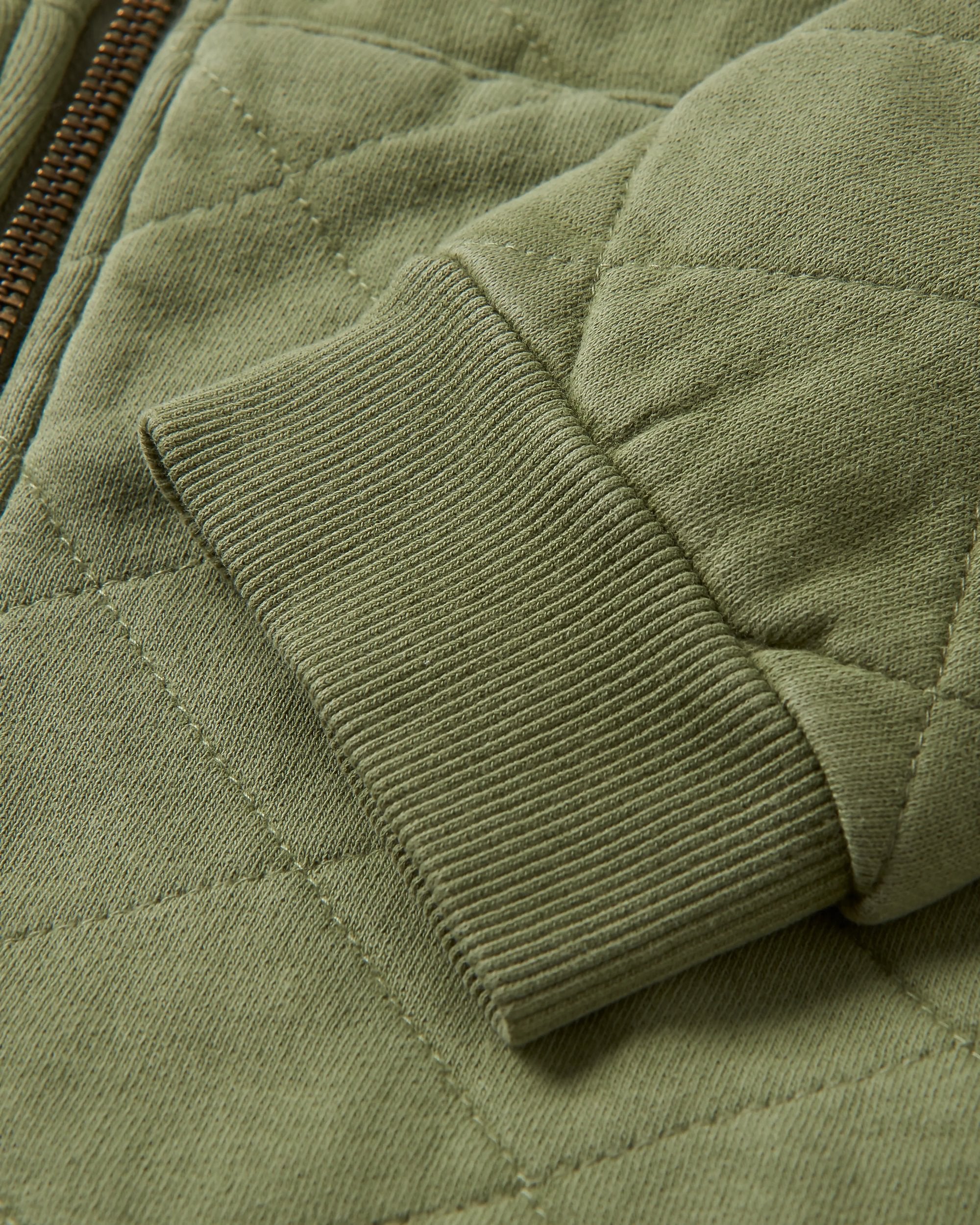 Getaway Quilted Full Zip Hoodie - Khaki - Image 11