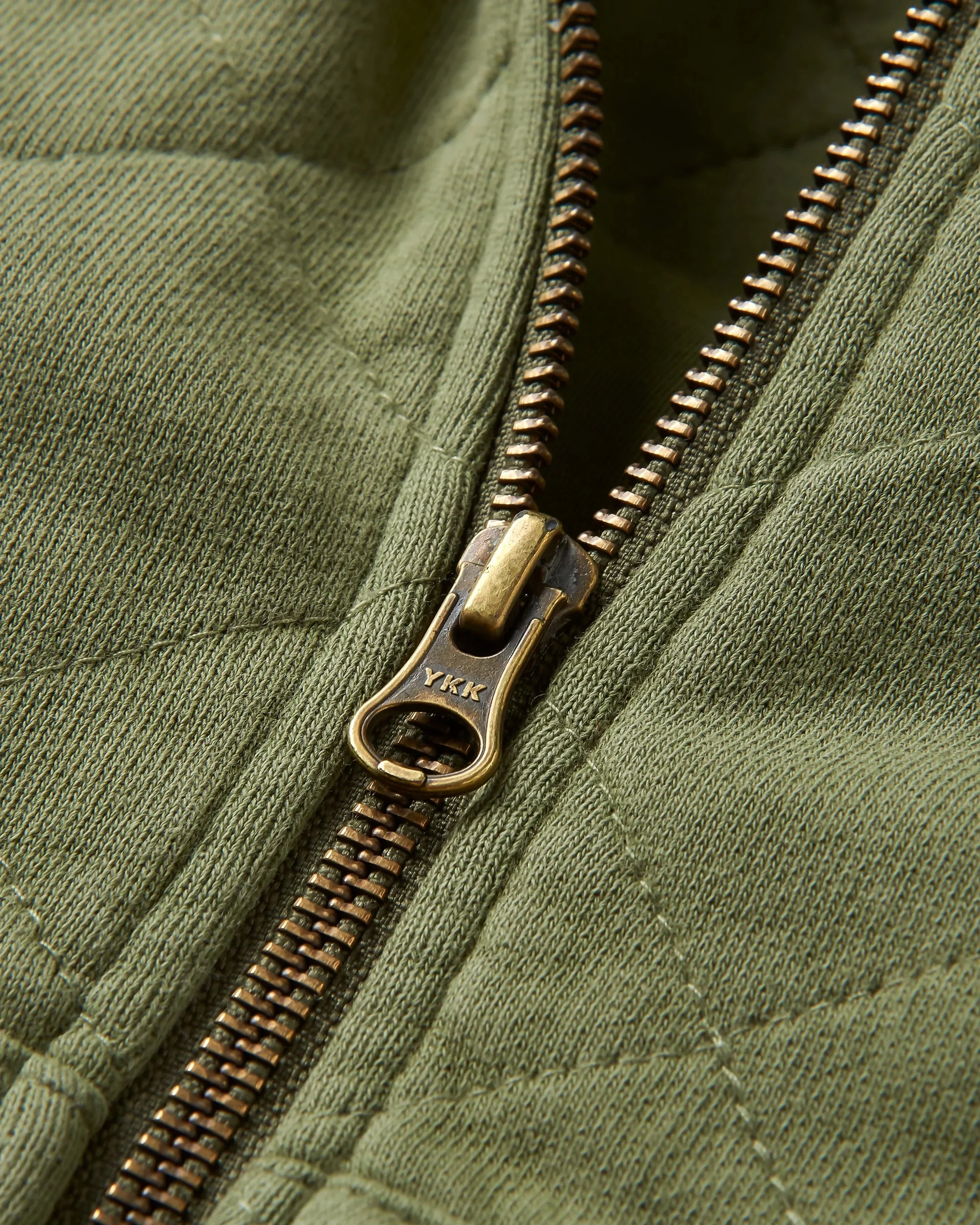 Getaway Quilted Full Zip Hoodie - Khaki - Image 9