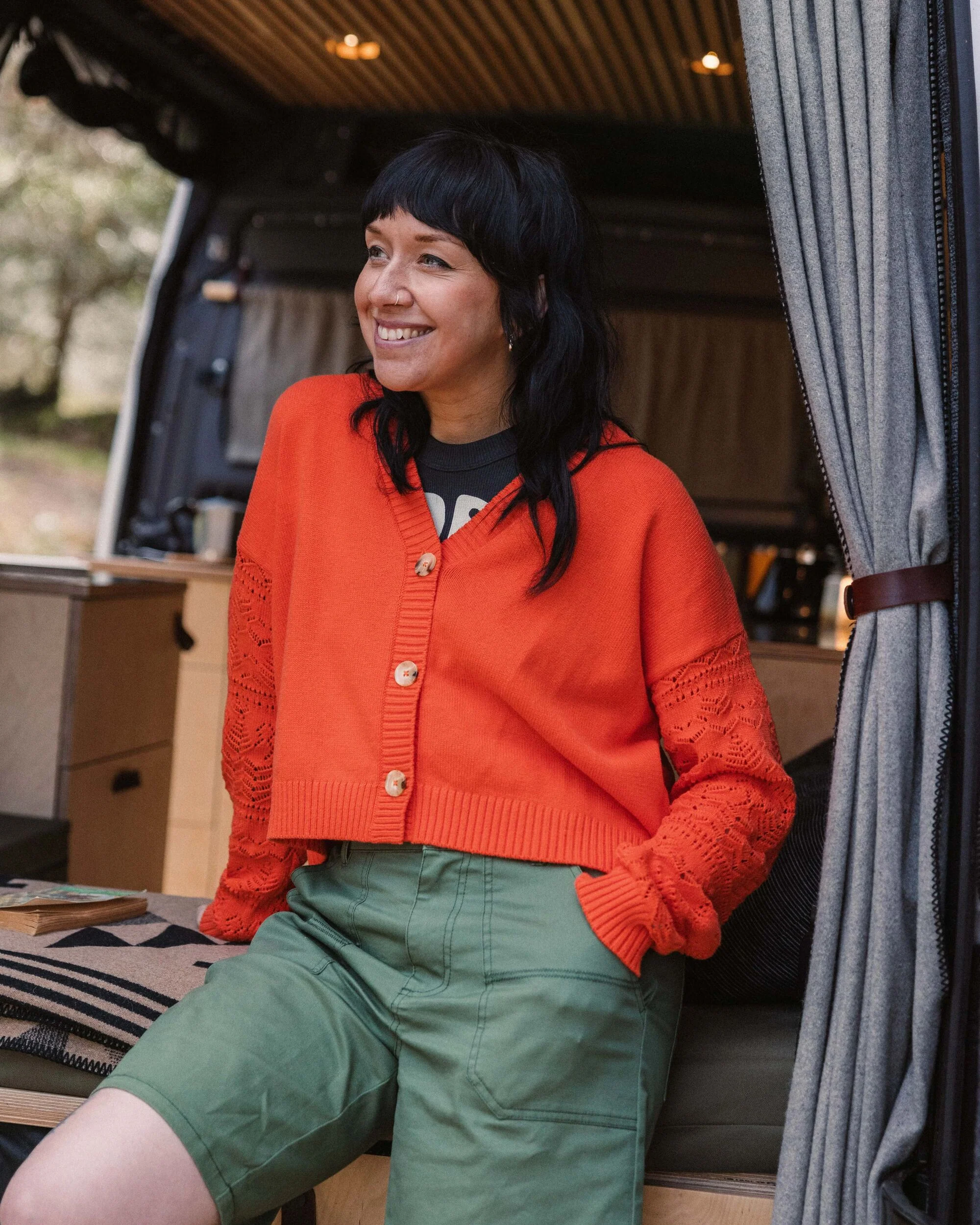 Grace Open Knit Cardigan - Ember Orange - Image 5