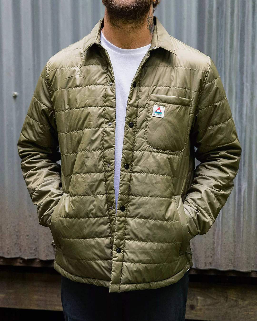Grain Insulated Overshirt - Khaki - Image 2