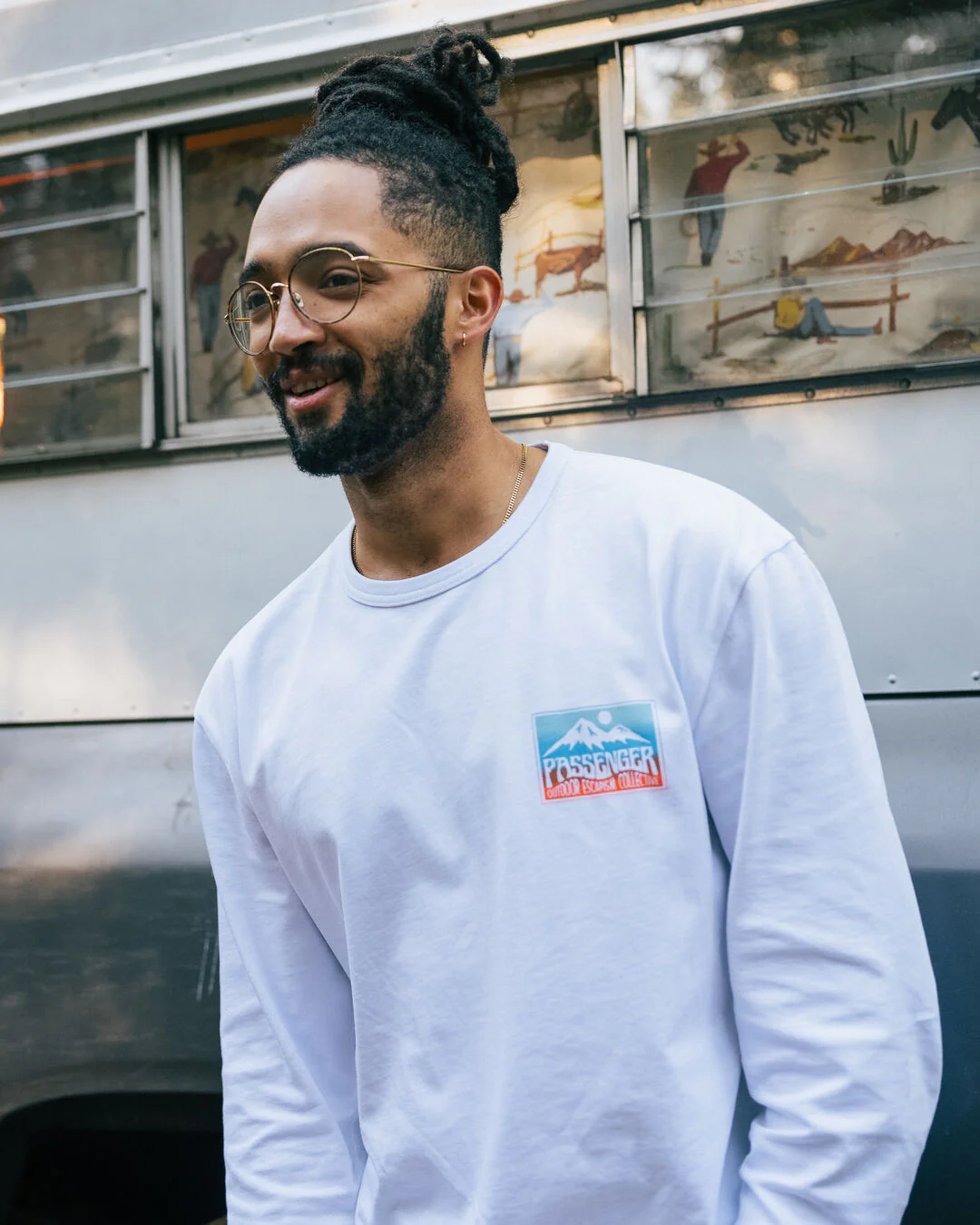 Grounded Organic Relaxed Fit LS T-Shirt - White - Image 2