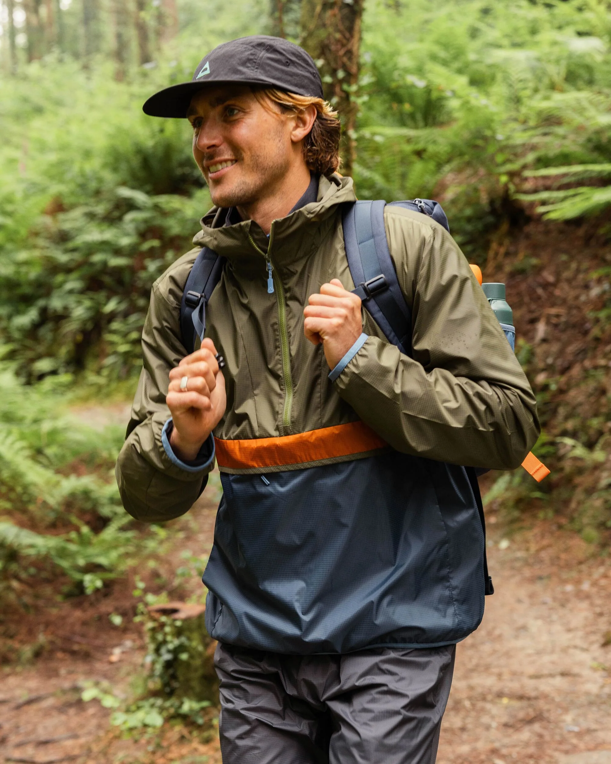 Gusto Windshell Anorak - Khaki/Dark Denim - Image 3
