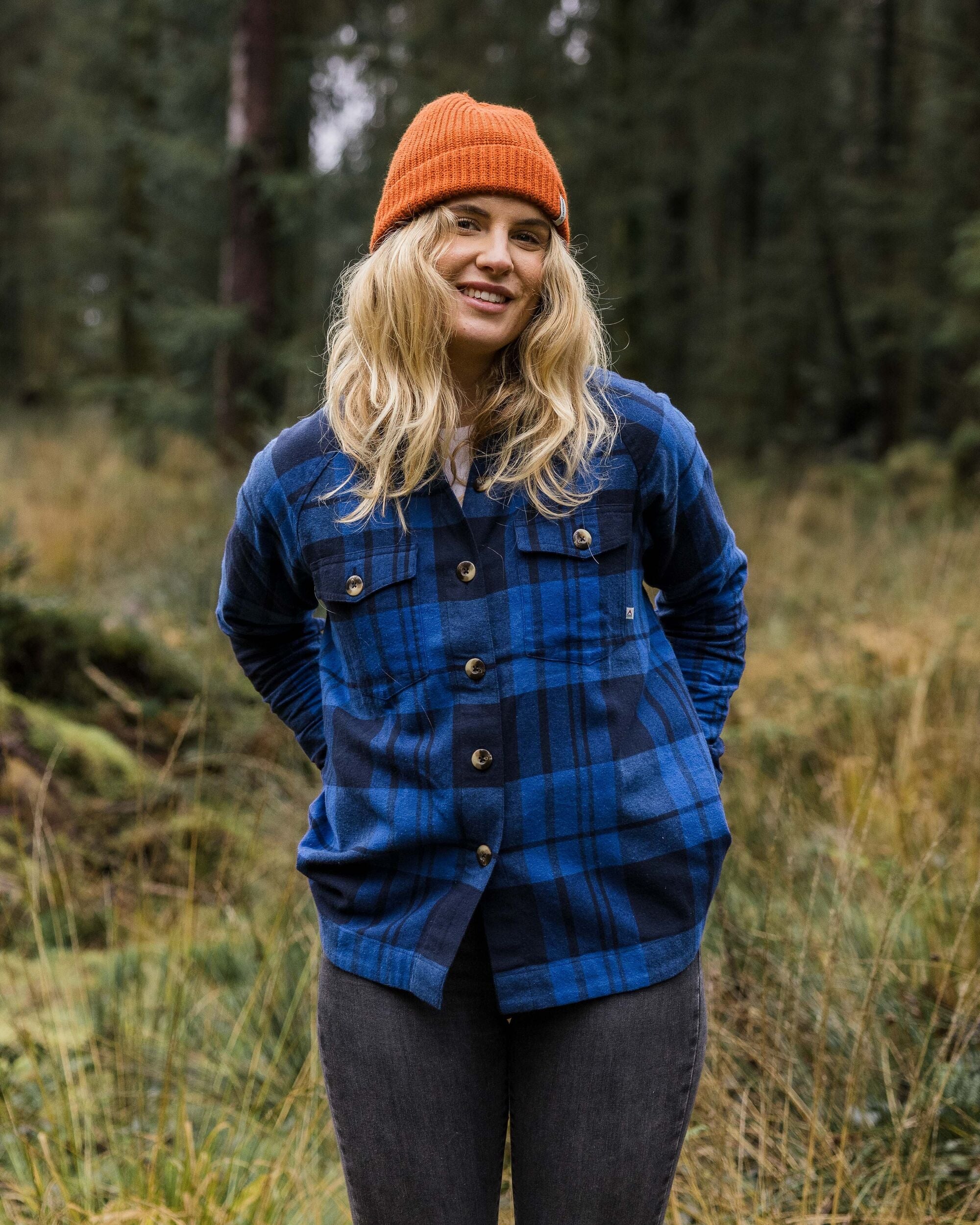 Harmony Organic Cotton Check Shirt - True Blue - Image 3
