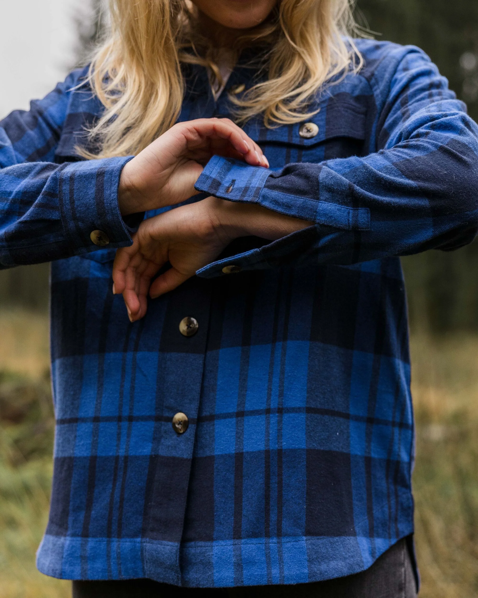 Harmony Organic Cotton Check Shirt - True Blue - Image 4