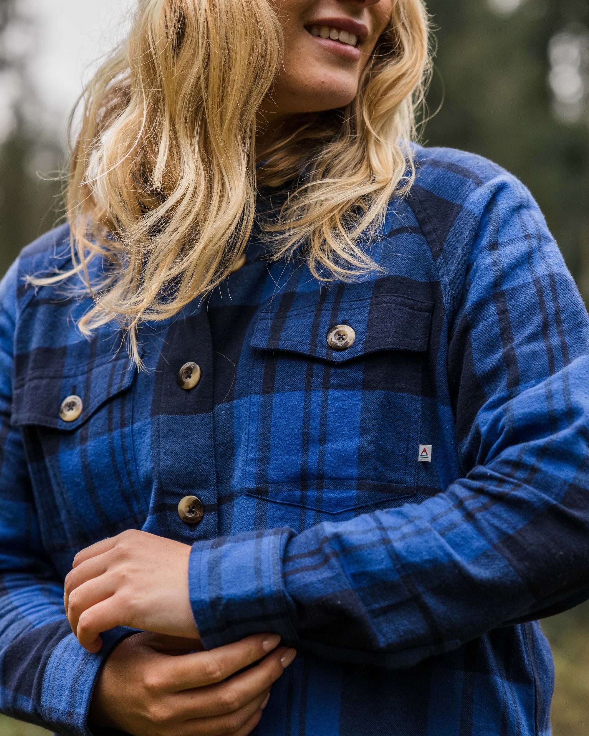 Harmony Organic Cotton Check Shirt - True Blue - Image 5