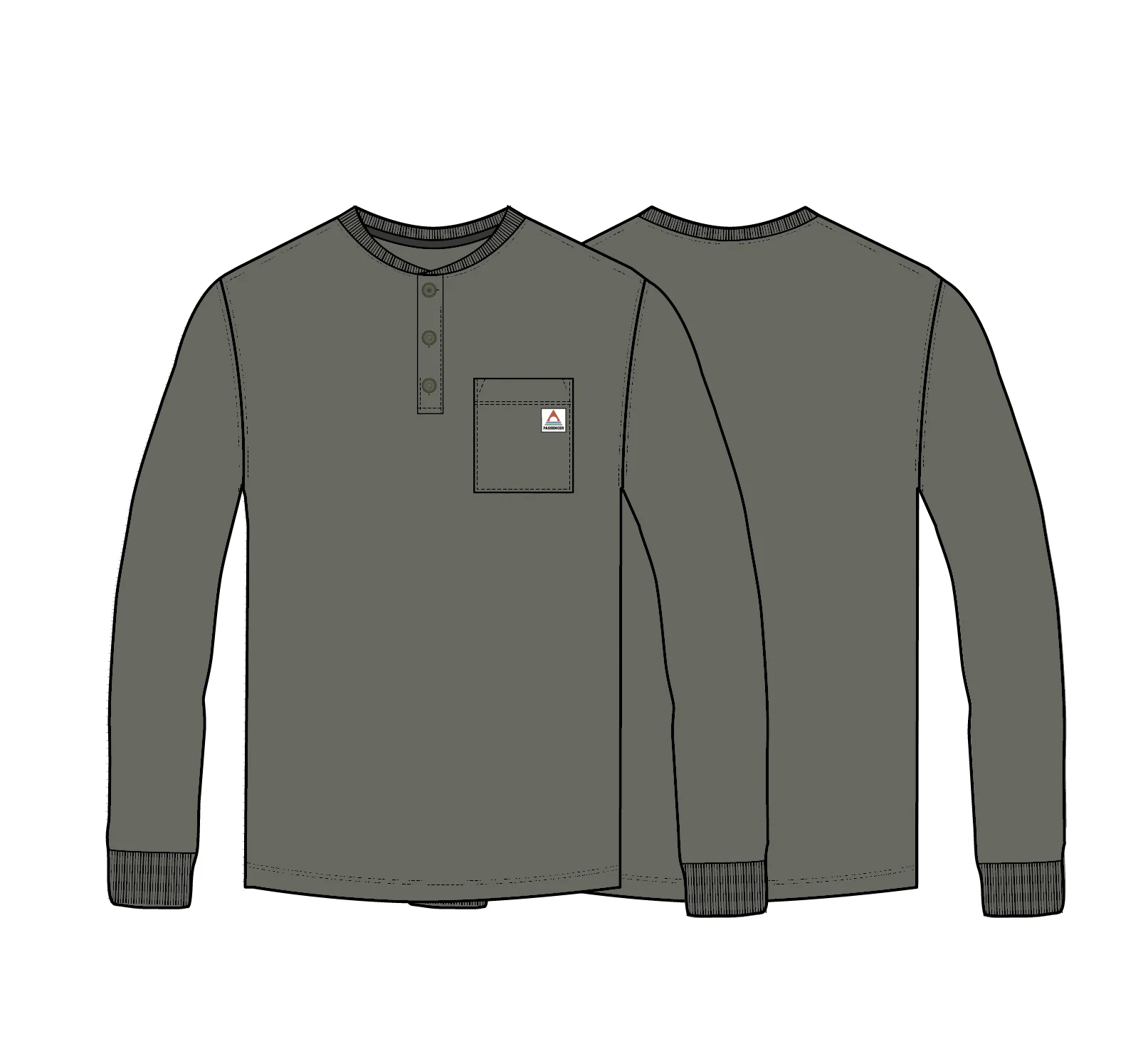 Headland LS Slub Henley - Dusty Olive - Image 6