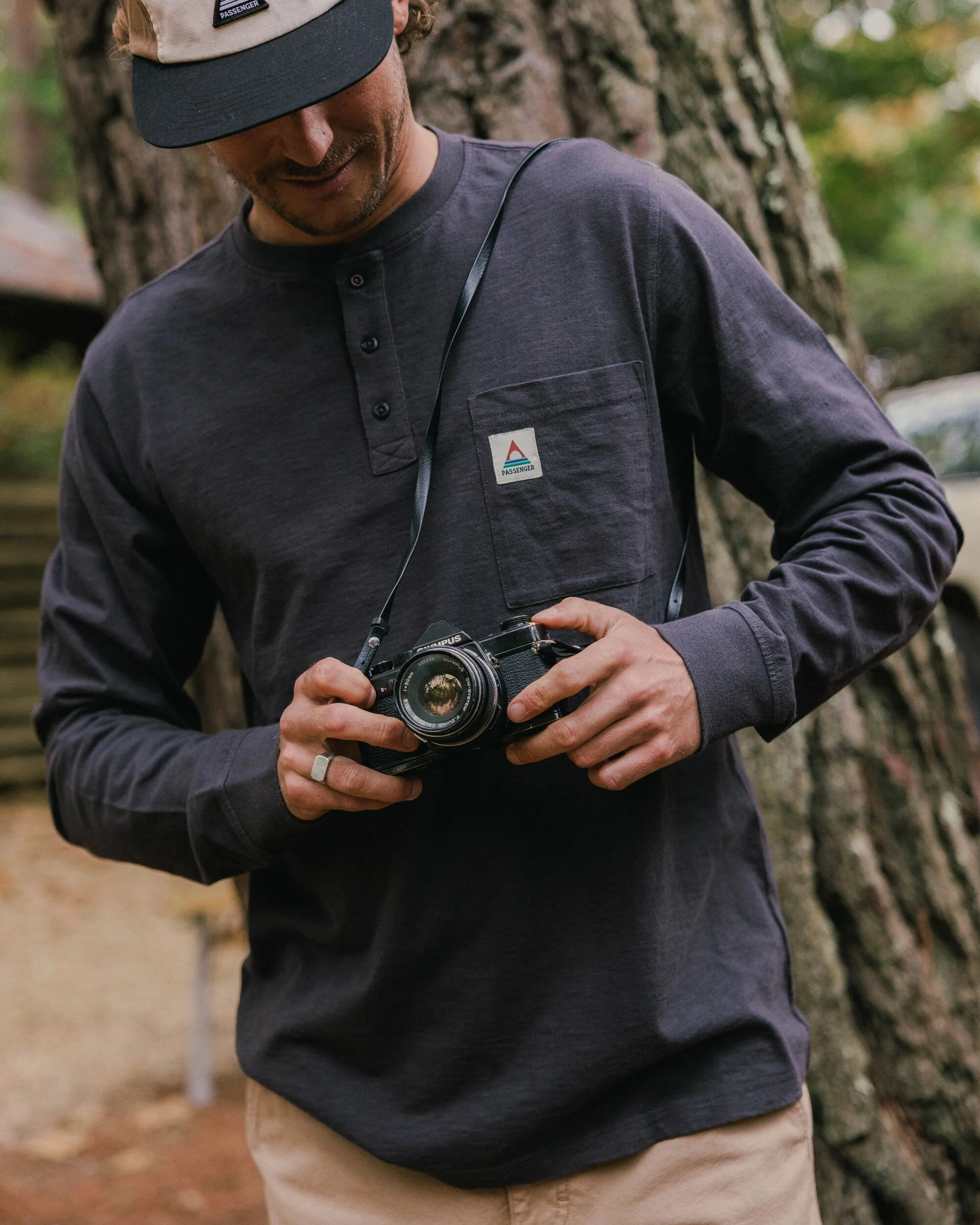 Headland LS Slub Henley - Faded Black - Image 3