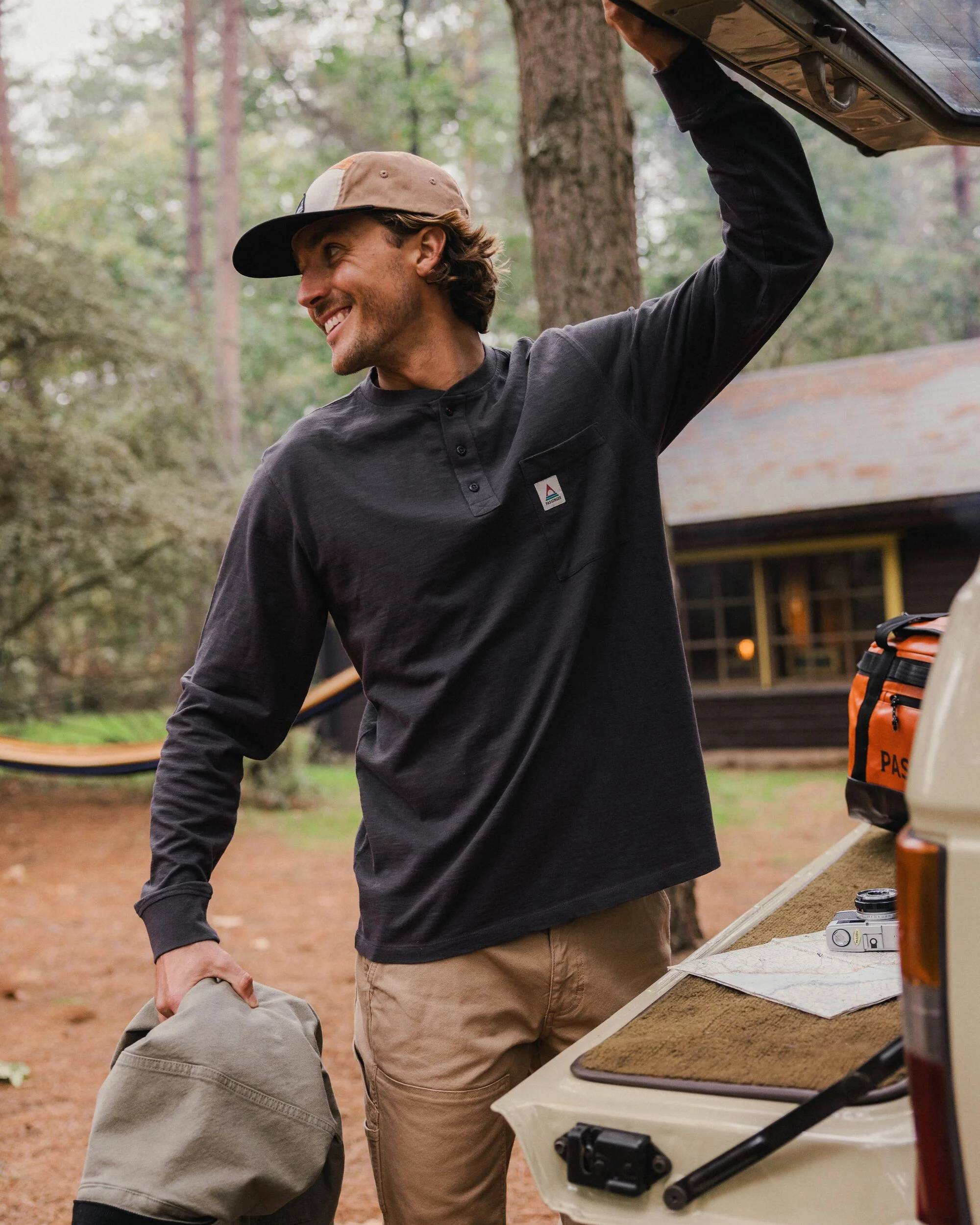 Headland LS Slub Henley - Faded Black - Image 4