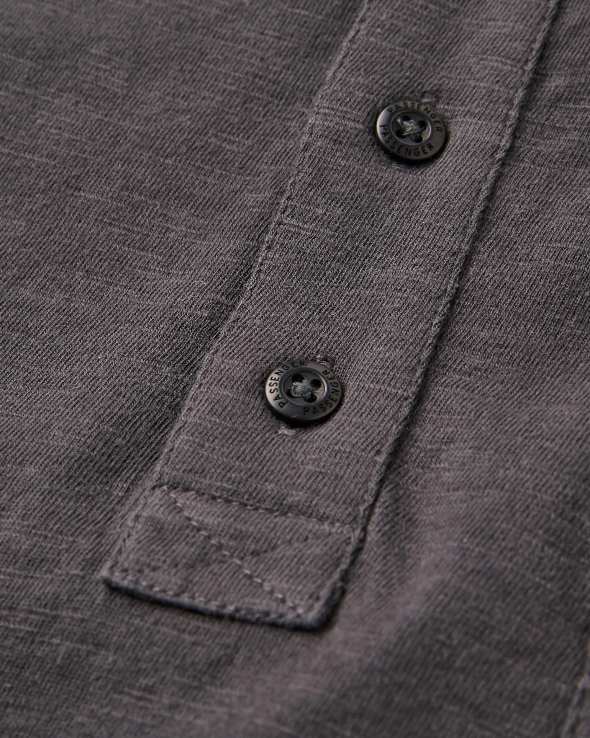 Headland LS Slub Henley - Faded Black - Image 6