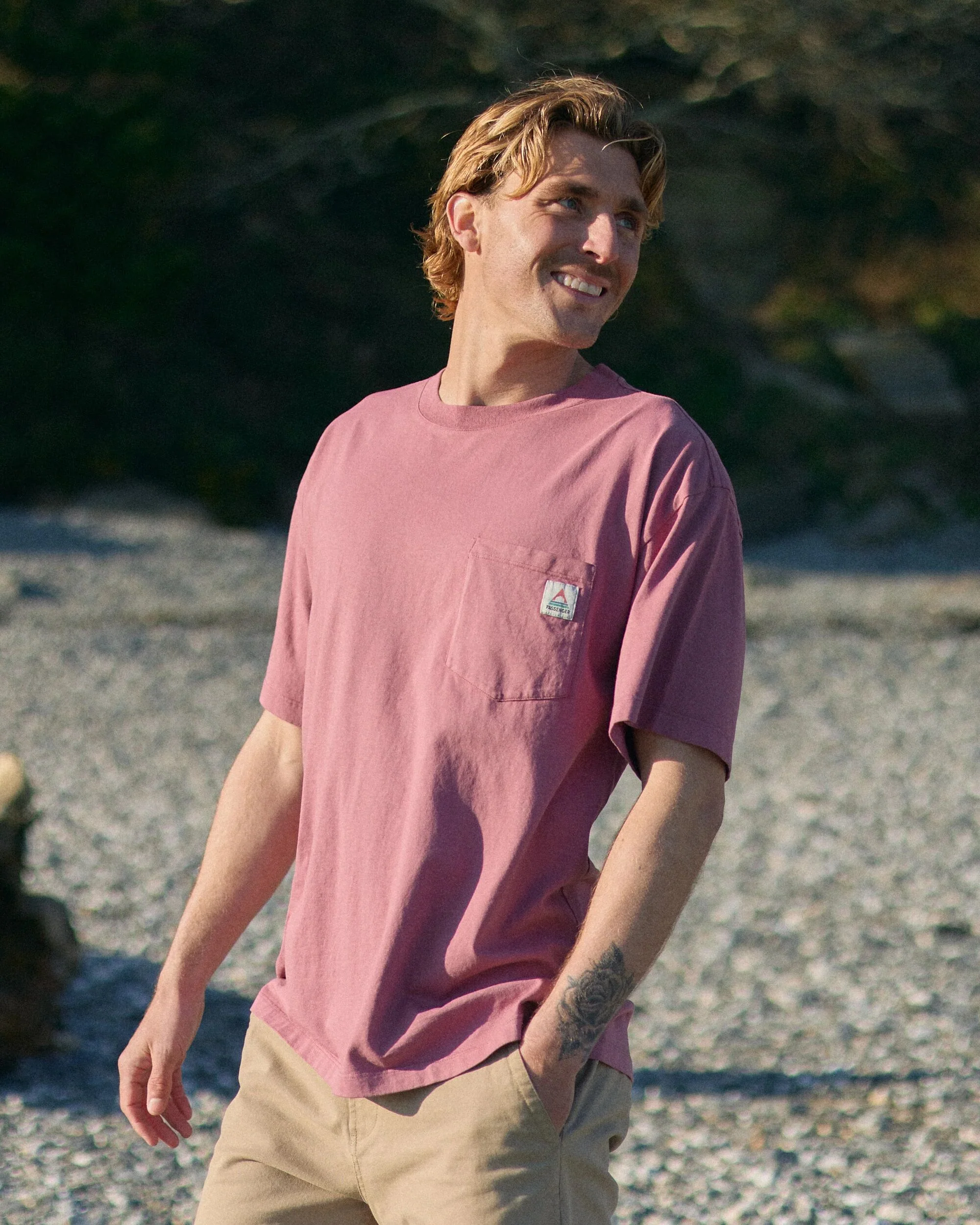 Heritage Organic Relaxed Fit T-Shirt - Mauve Dusk - Image 4