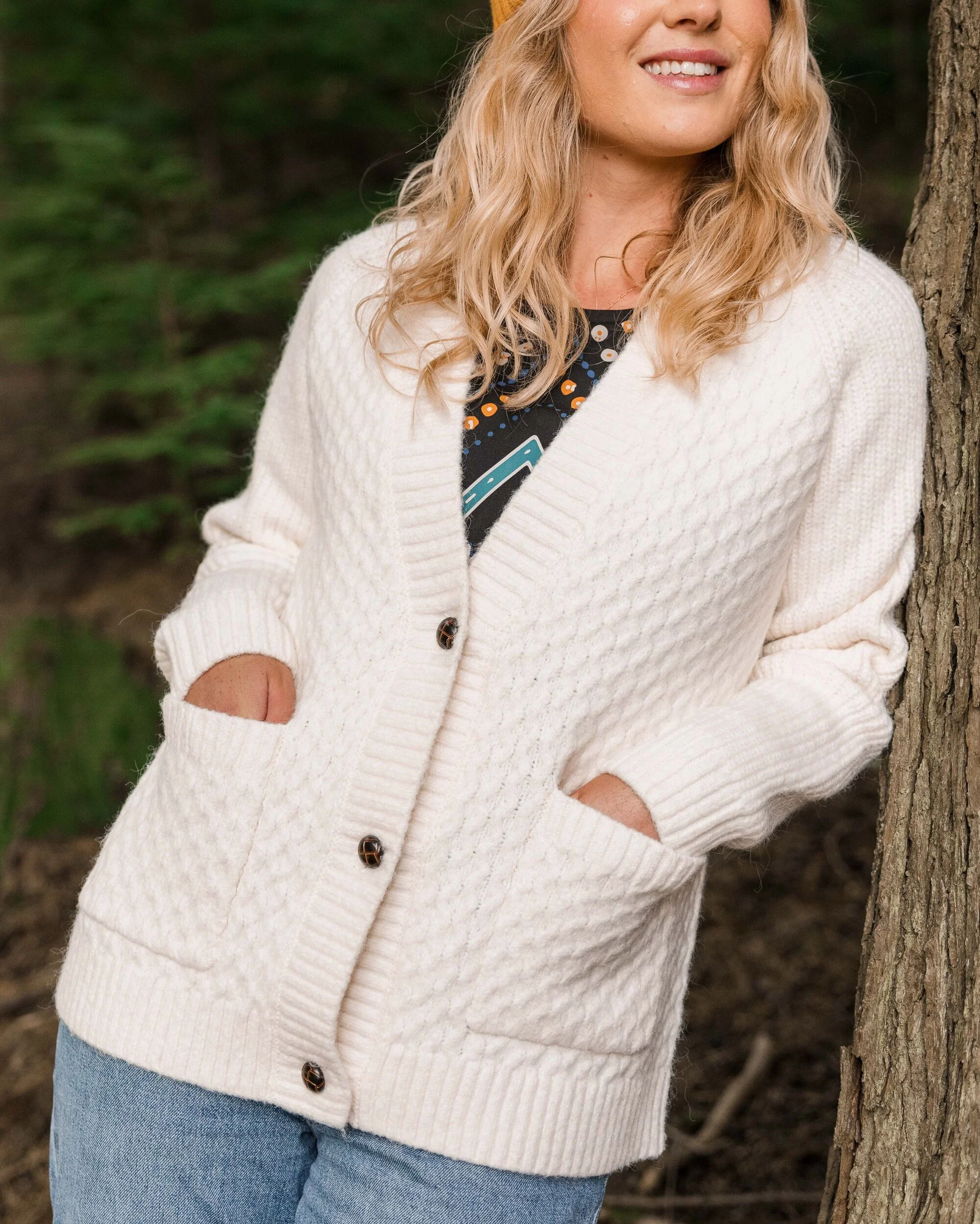 Homey Knitted Cable Cardigan - Off White - Image 2