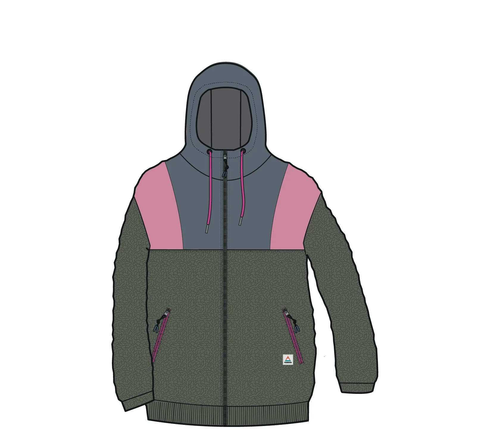 Joy Full Zip Hooded Sherpa Fleece - Dusty Olive - Image 7