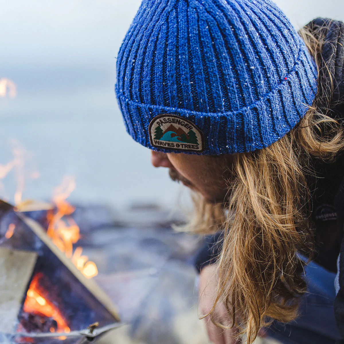 Katira Rib Knit Beanie - Blue Coral - Image 2