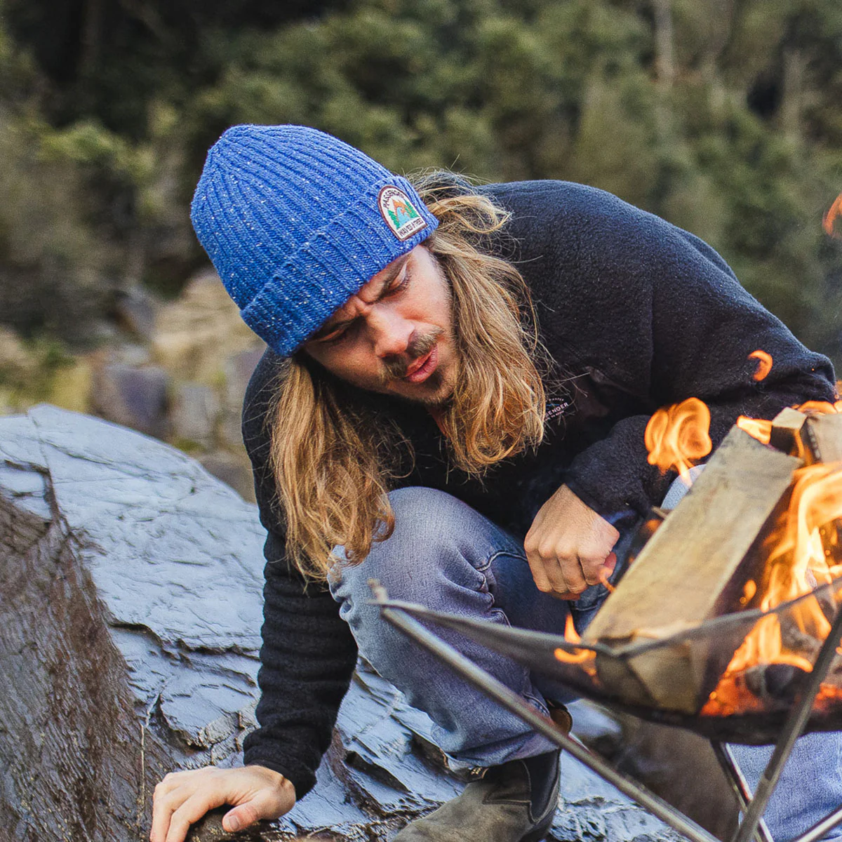 Katira Rib Knit Beanie - Blue Coral - Image 3