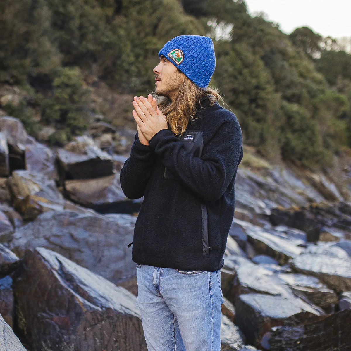 Katira Rib Knit Beanie - Blue Coral - Image 4