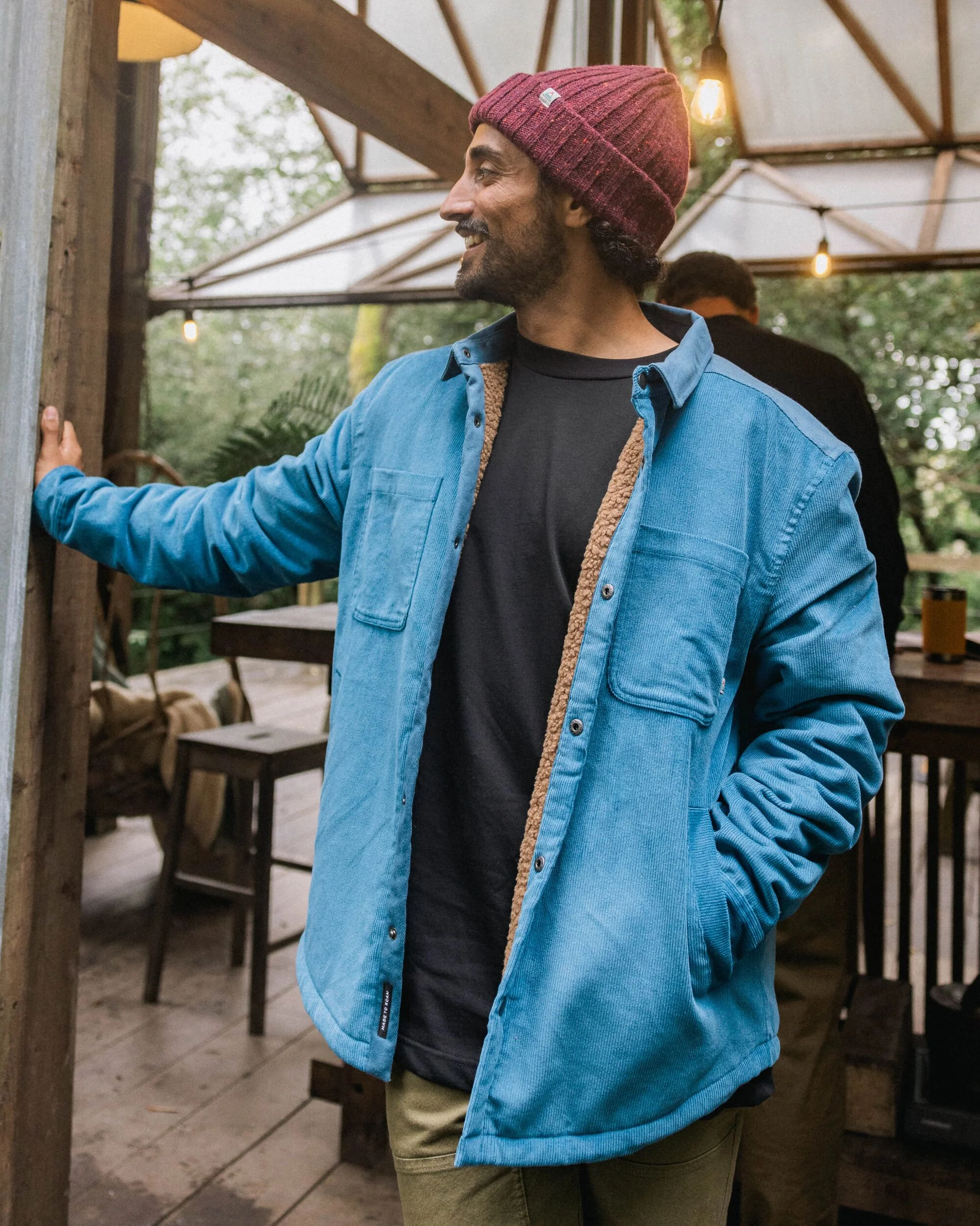 Kodiak Sherpa Lined Cord Overshirt - Blue Steel - Image 3