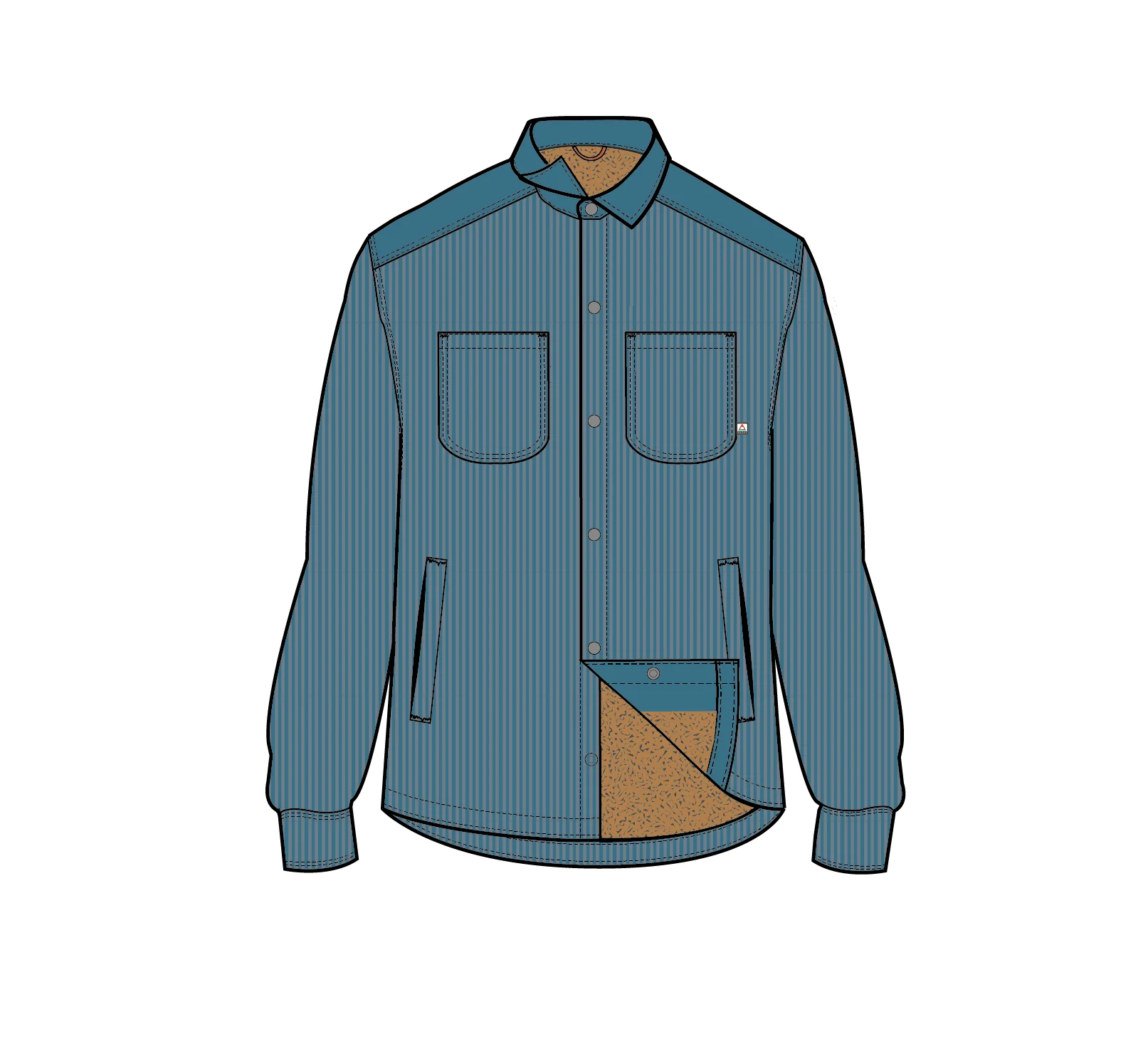 Kodiak Sherpa Lined Cord Overshirt - Blue Steel - Image 8