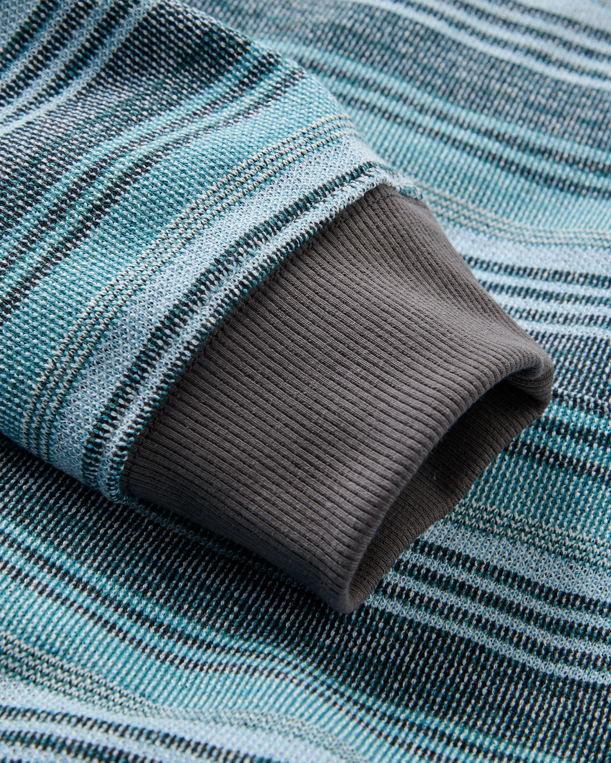 Lagoon Loopback Relaxed Fit Hoodie - Multi Blue Stripe - Image 4