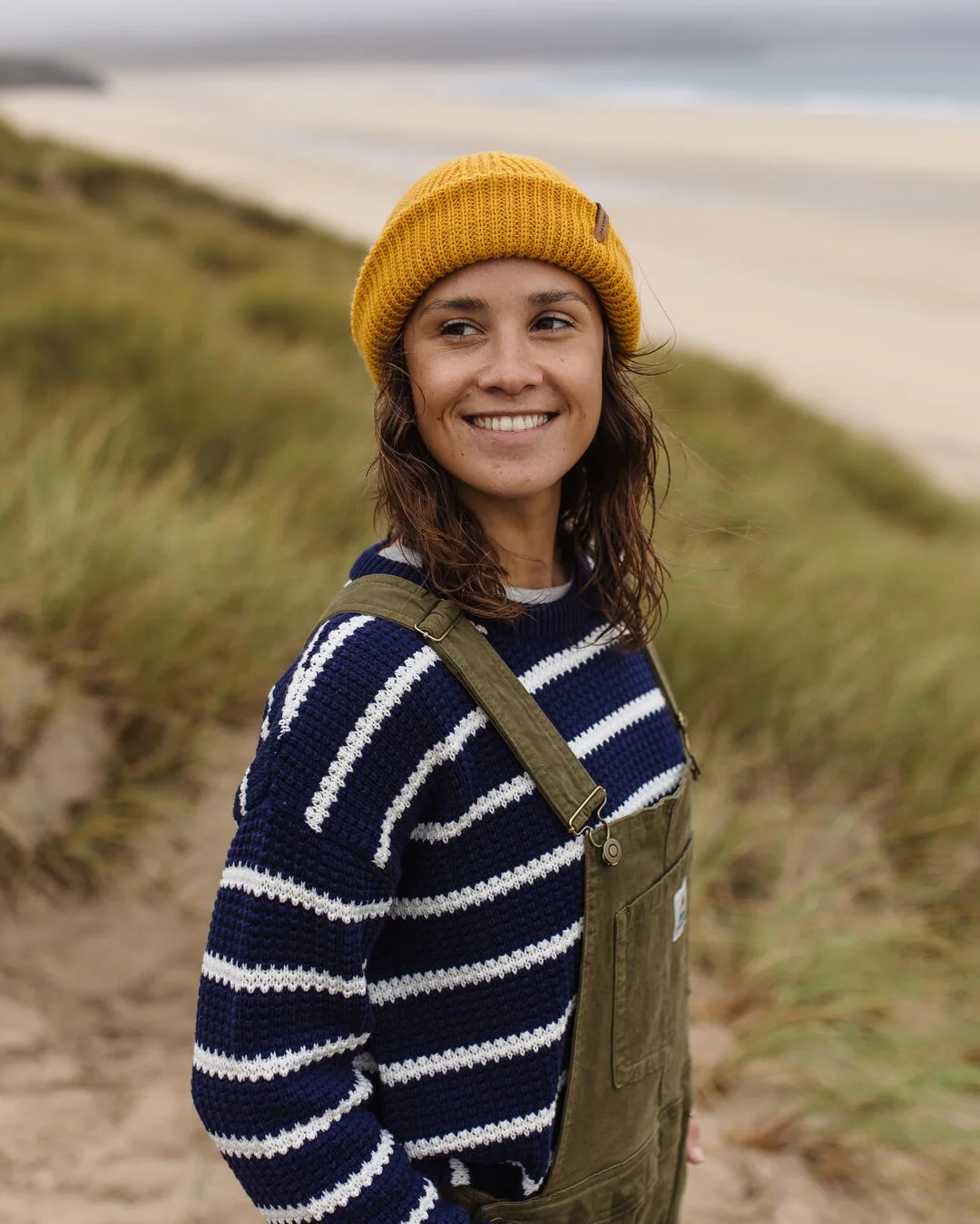 Lakewood Organic Cotton Knitted Jumper - Navy Stripe - Image 4