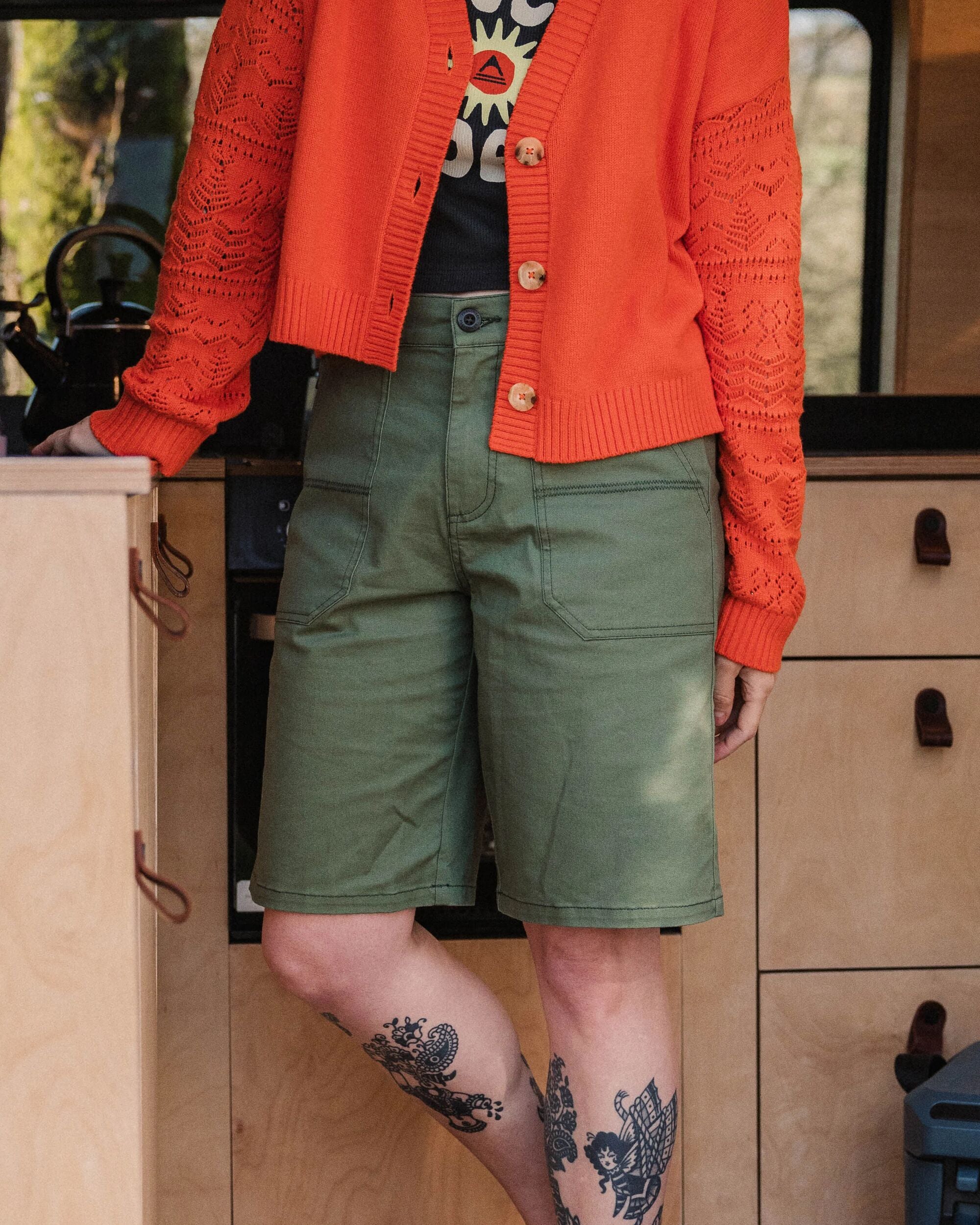 Lani Organic Twill Long Short - Wild Green - Image 5