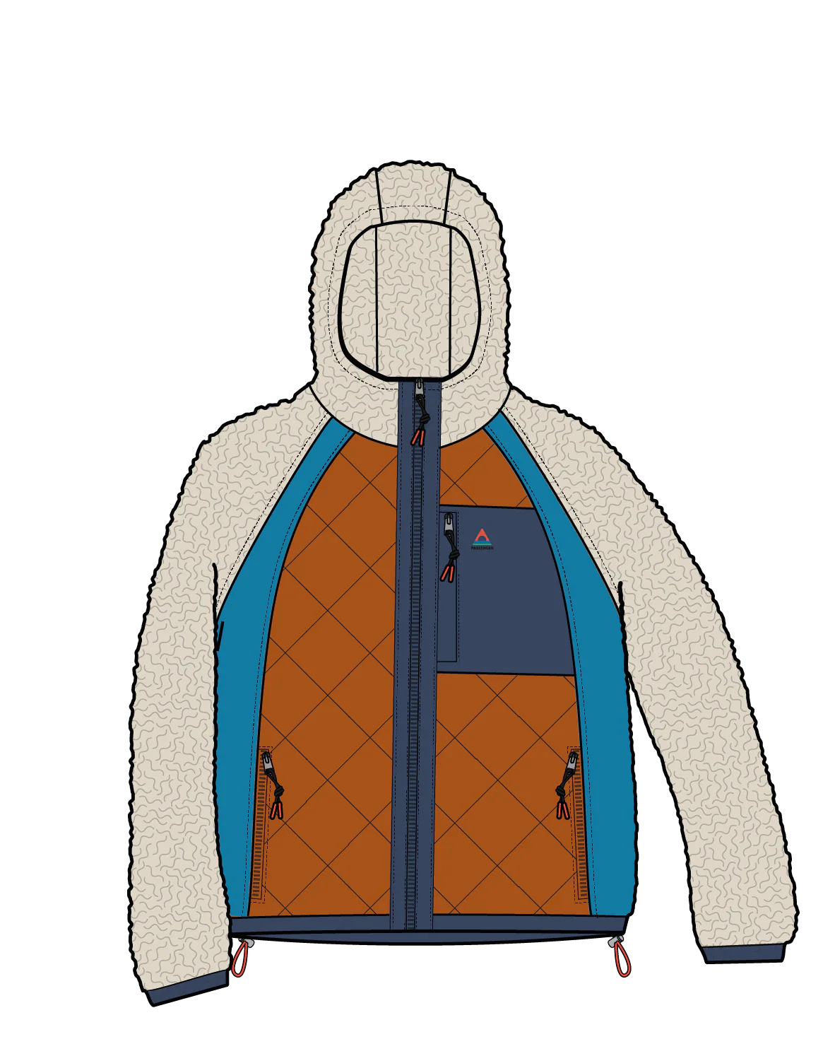 Lara Quilted Jacket - Oat/Sunset Orange - Image 11