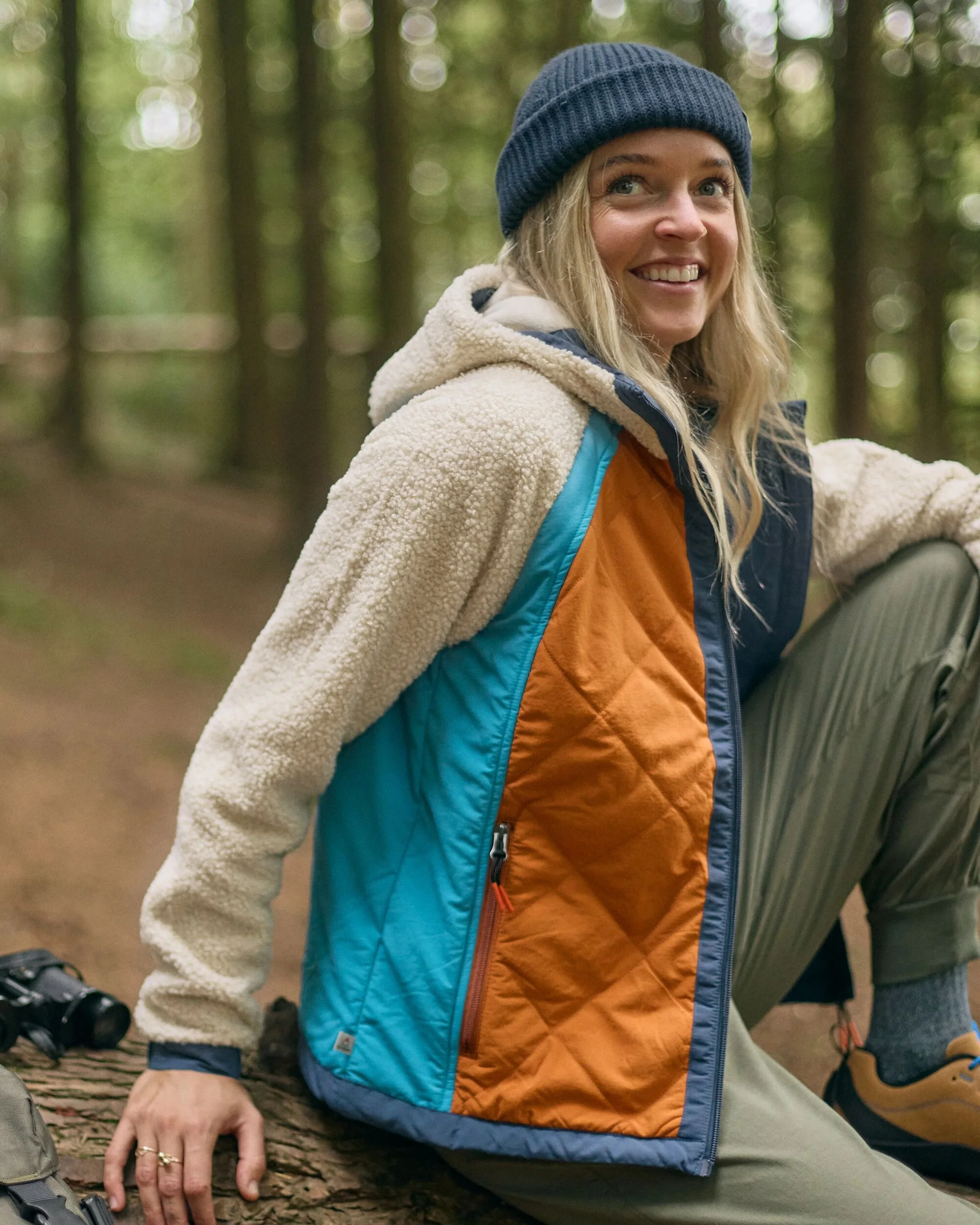 Lara Quilted Jacket - Oat/Sunset Orange - Image 3