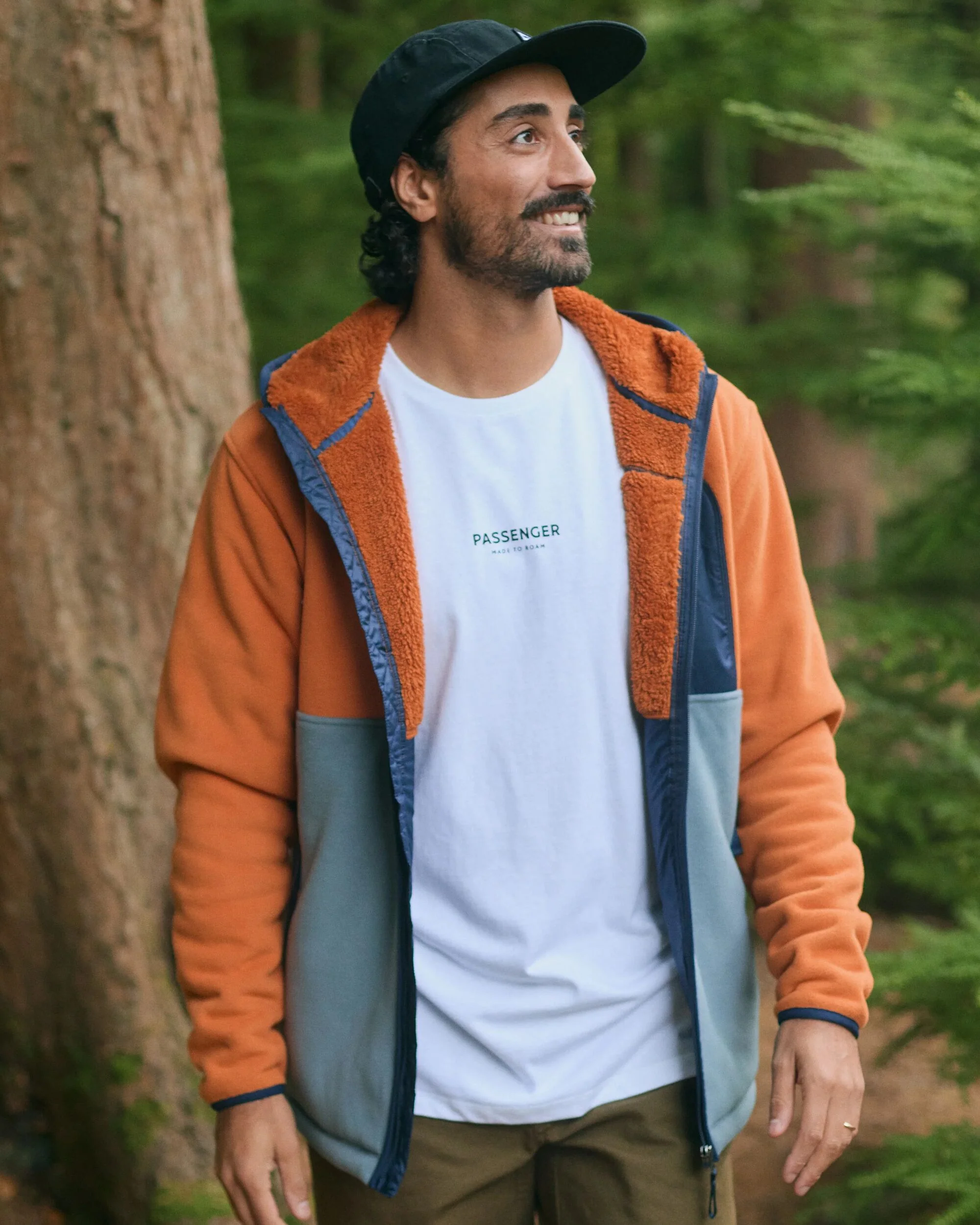 Loch Hooded Polar Fleece - Sunset Orange/Storm Grey - Image 3