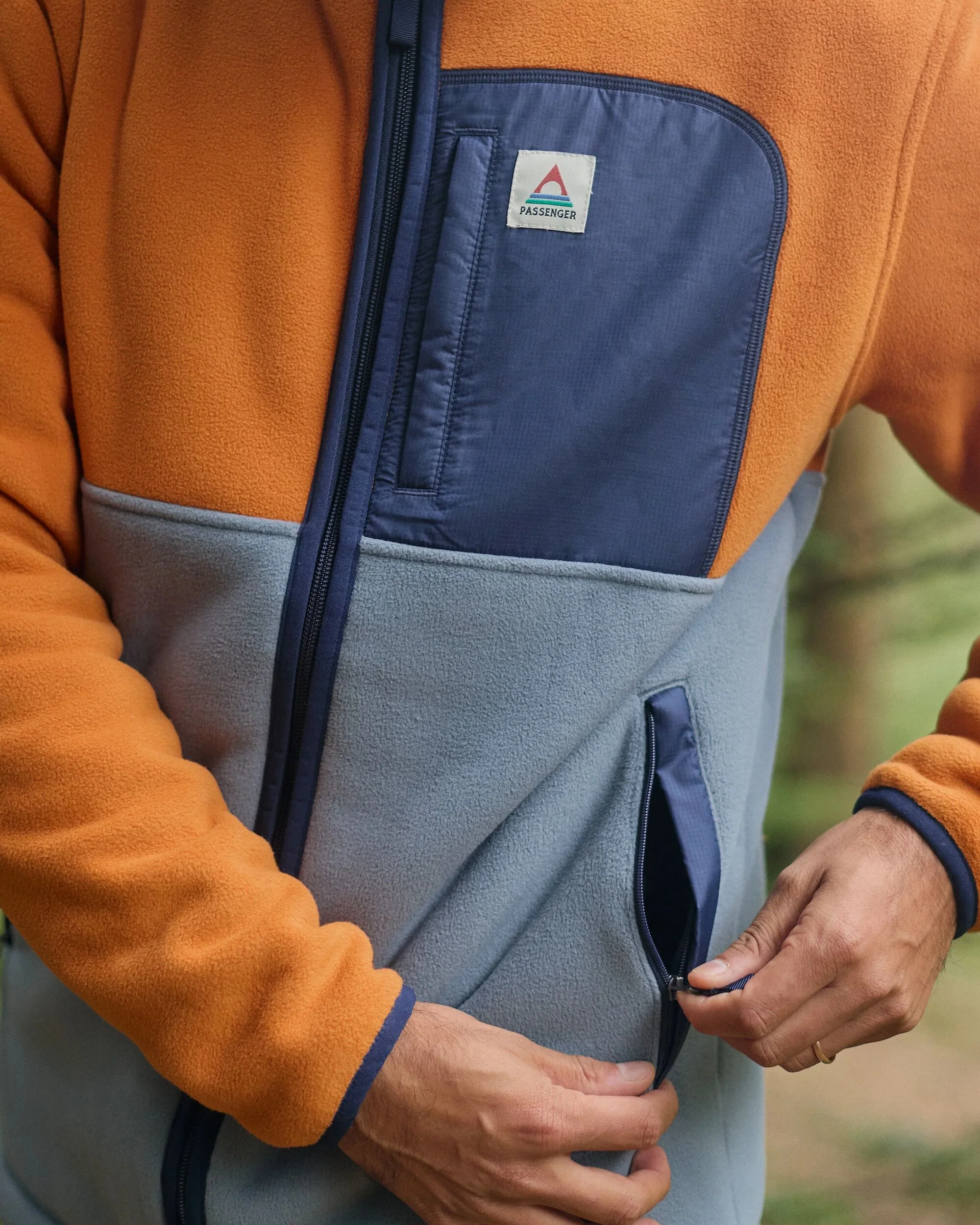 Loch Hooded Polar Fleece - Sunset Orange/Storm Grey - Image 5