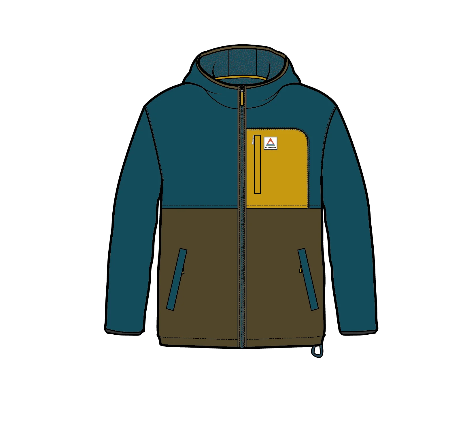 Loch Hooded Polar Fleece - Tidal Blue/Dark Olive - Image 7