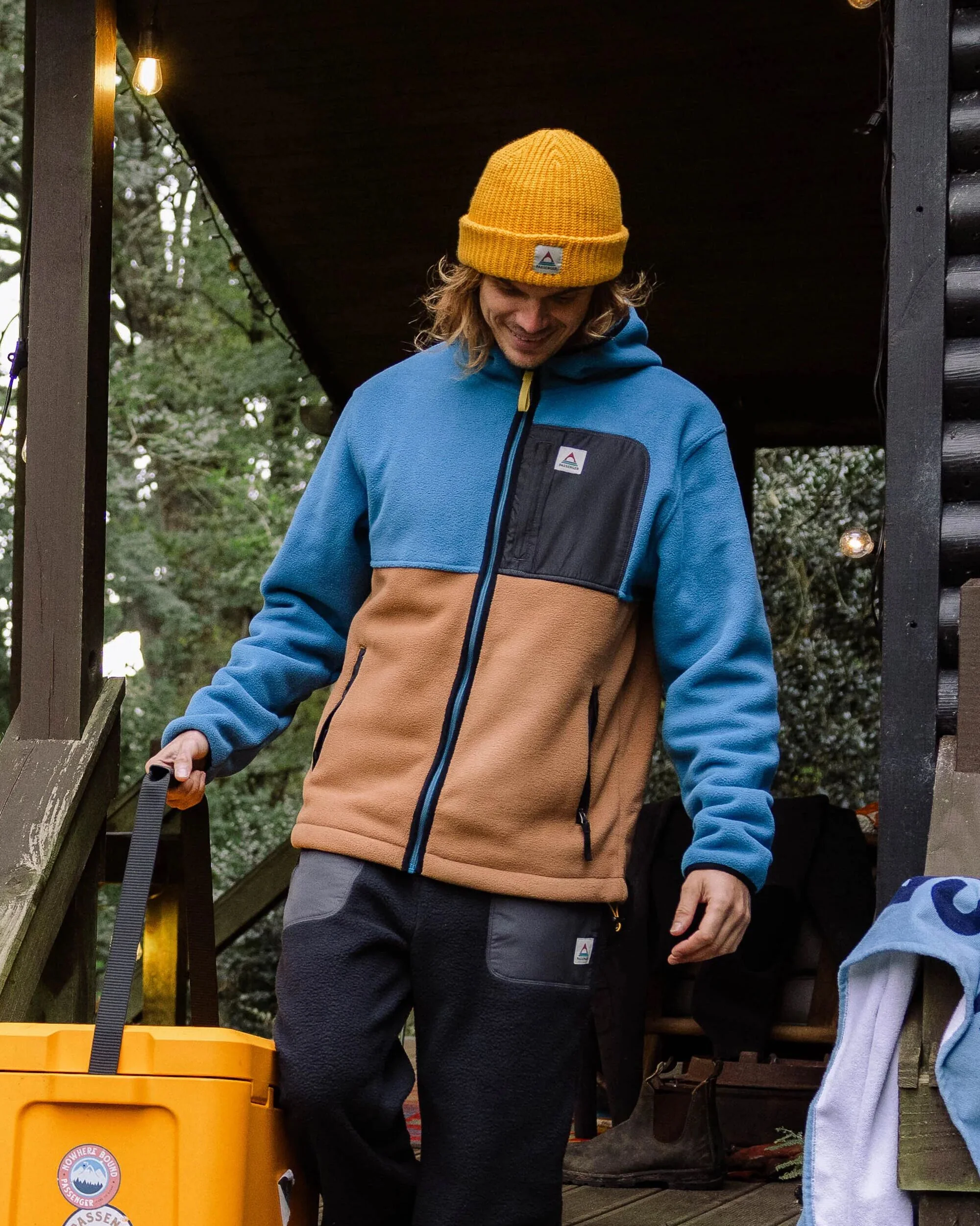 Loch Hooded Polar Fleece - Toffee/Blue Steel - Image 6