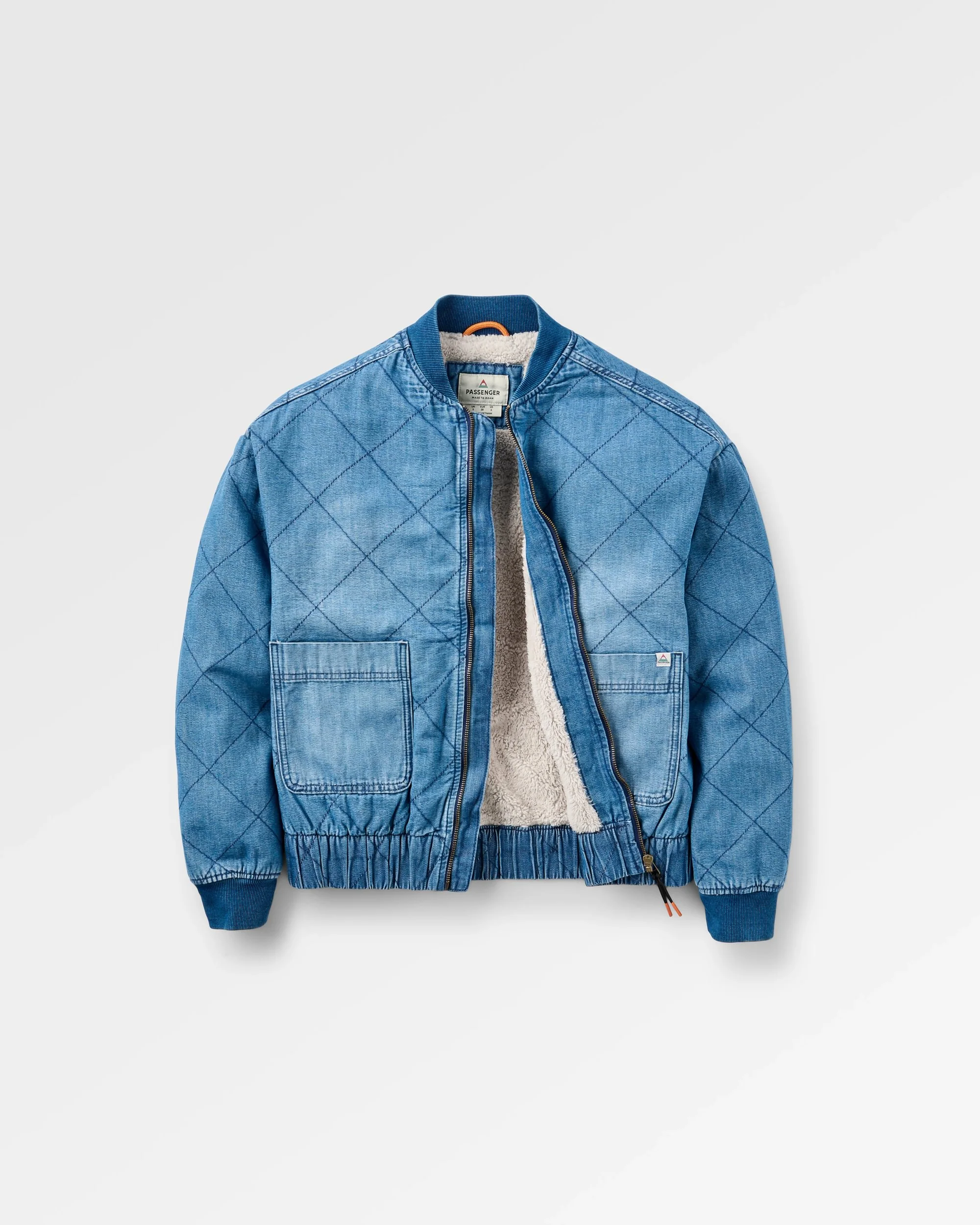 Lucia Sherpa Lined Denim Bomber Jacket - Denim Blue - Image 2