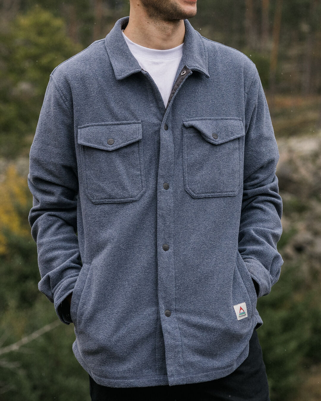 Maple Polar Fleece Shirt - Navy Marl - Image 2