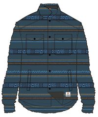 Maple Polar Fleece Shirt - Patchwork Stripe Tidal Blue - Image 9