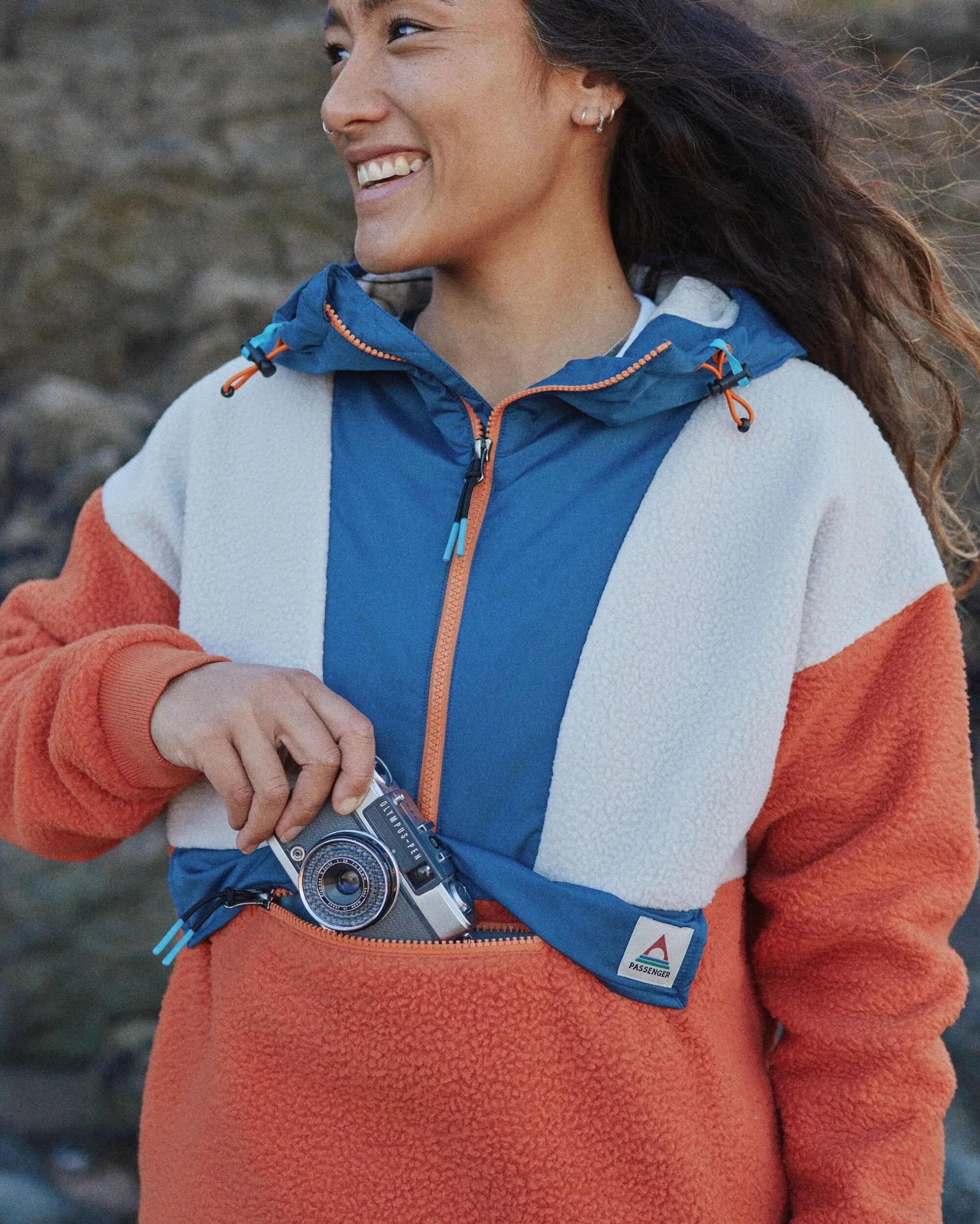 Maren 1/2 Zip Sherpa Fleece - Burnt Orange - Image 5